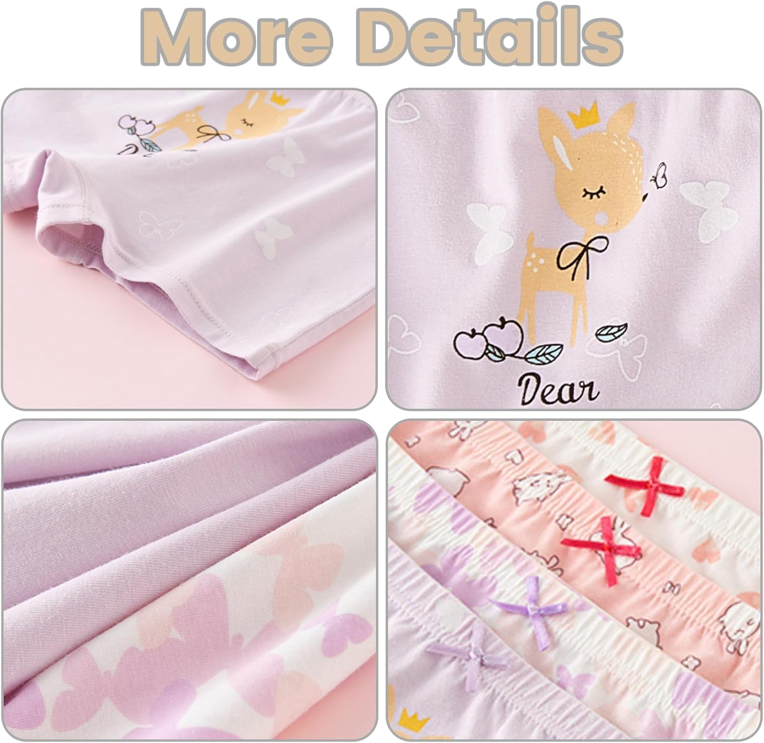 ZONEY 4 Pack Little Girls Cotton Underwear Soft Shorts Kids Boxer Briefs Panties for 2-10 Years image number 3