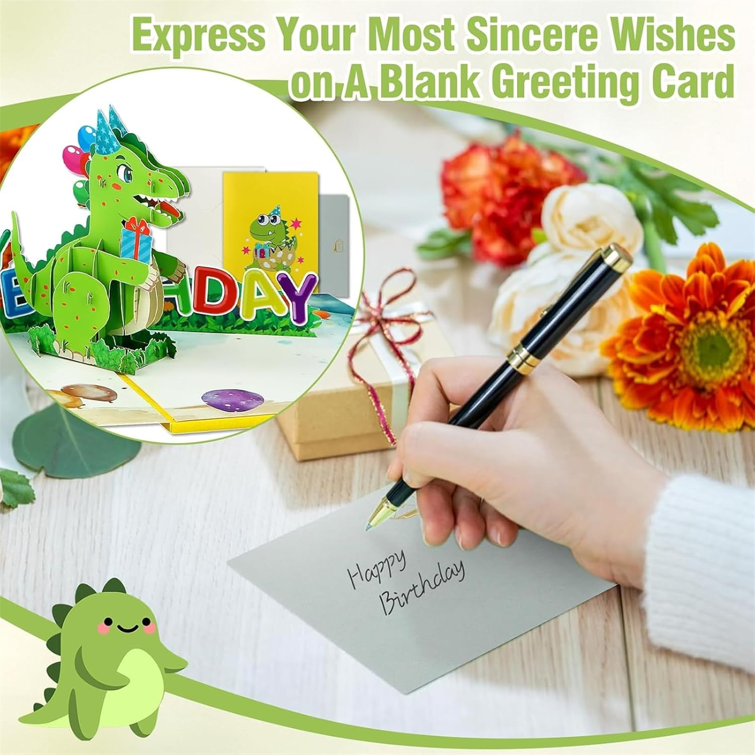 Dinosaur Birthday Pop up Card, Birthday Card with Fun Dinosaur Design, 3D Greeting Card with Envelope, Pop up Birthday Gift Cards for Kids, Boys, Girls image number 6