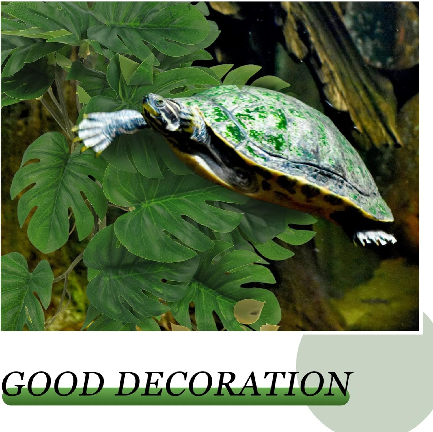 Mipcase Reptile Plant Fake Terrarium Plants: Reptile Aquarium Decoration Artificial Turtle Terrarium Leaves - Reptile Tank Accessories for Bearded Dragons Lizards Geckos image number 4