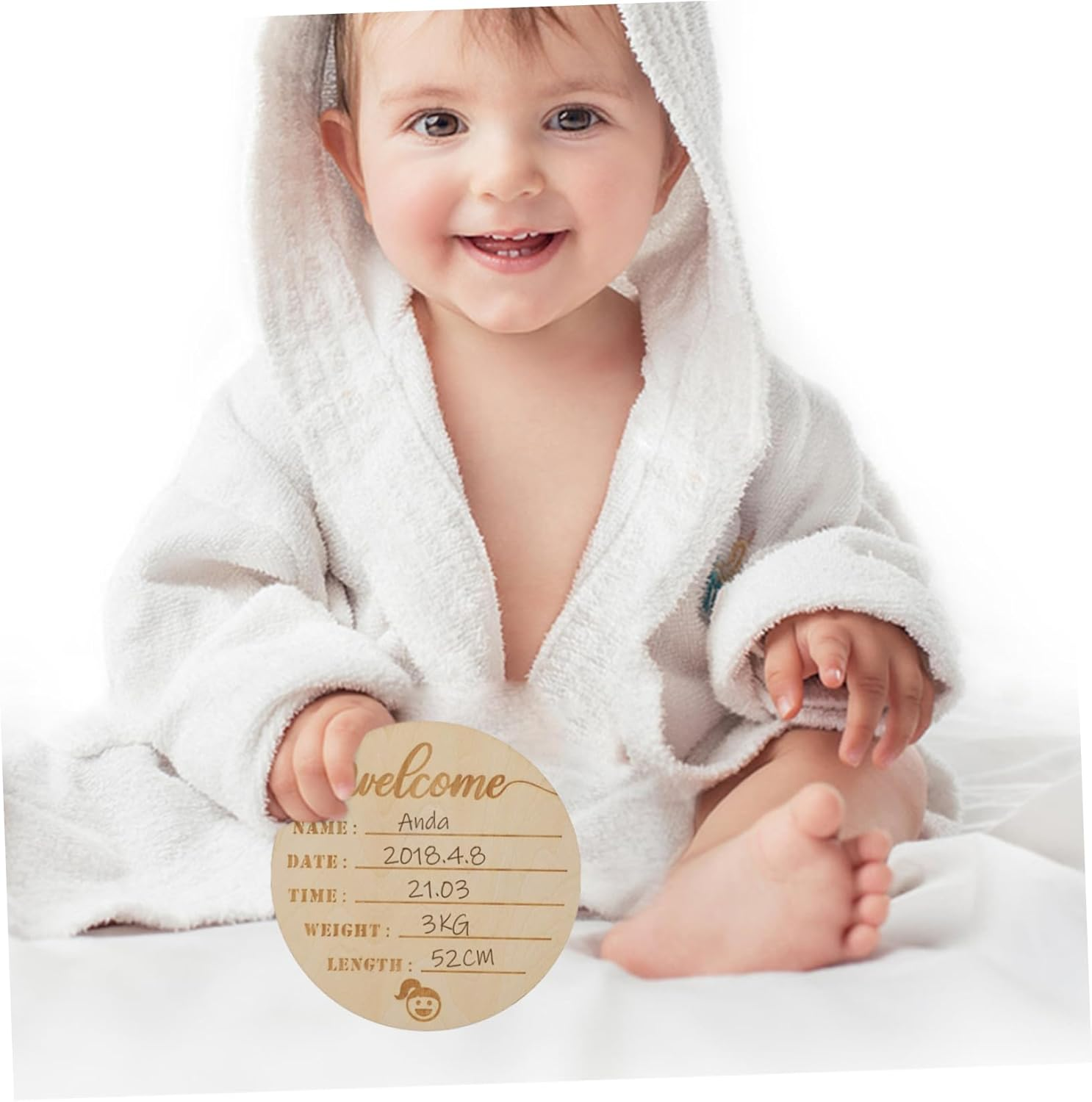 UPKOCH 6Pcs Wooden Name Signs Milestone Announcement Cards for Newborn Photography Props Keepsake for Birth Celebrations image number 5