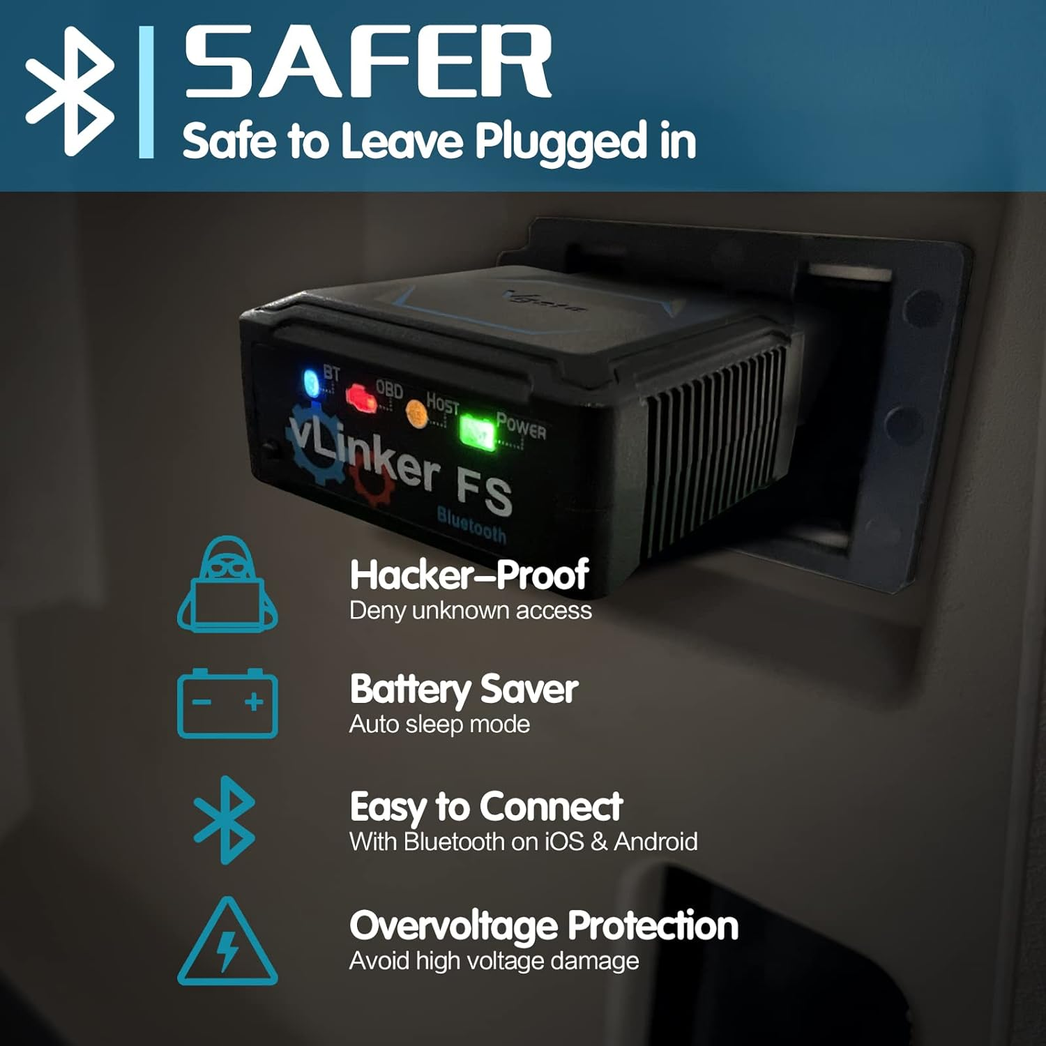 Vgate Vlinker FS Bluetooth OBD2 Diagnostic Scan Tool, OBDII Car Code Reader for Ios, Android & Windows image number 5