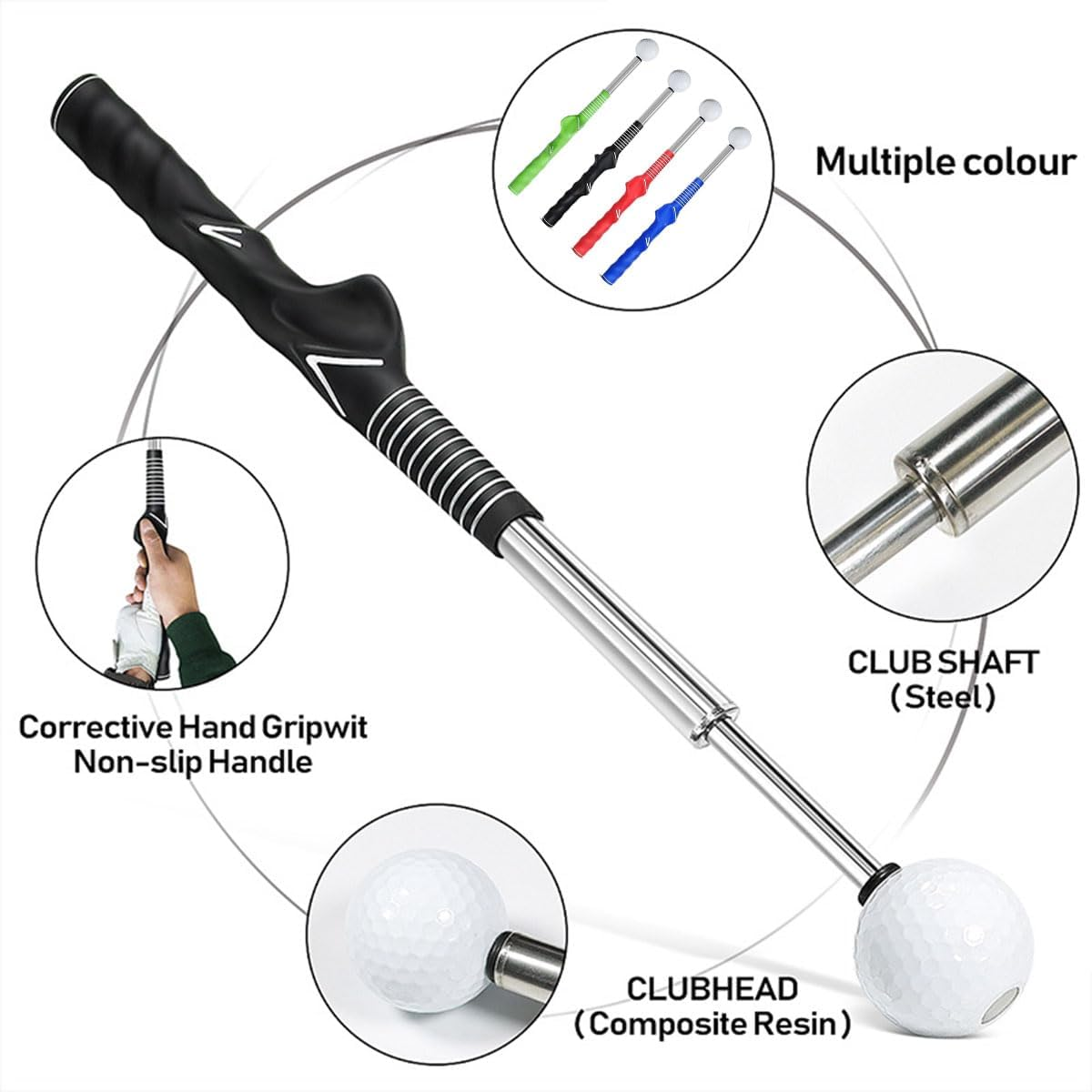 AIMALL Golf Telescopic Swing Exerciser - Retractable Swing Trainer with Sound Impact Stick, Adjustable for Accurate Swing Practice - Golf-Telescopic-Swing-Blue image number 2