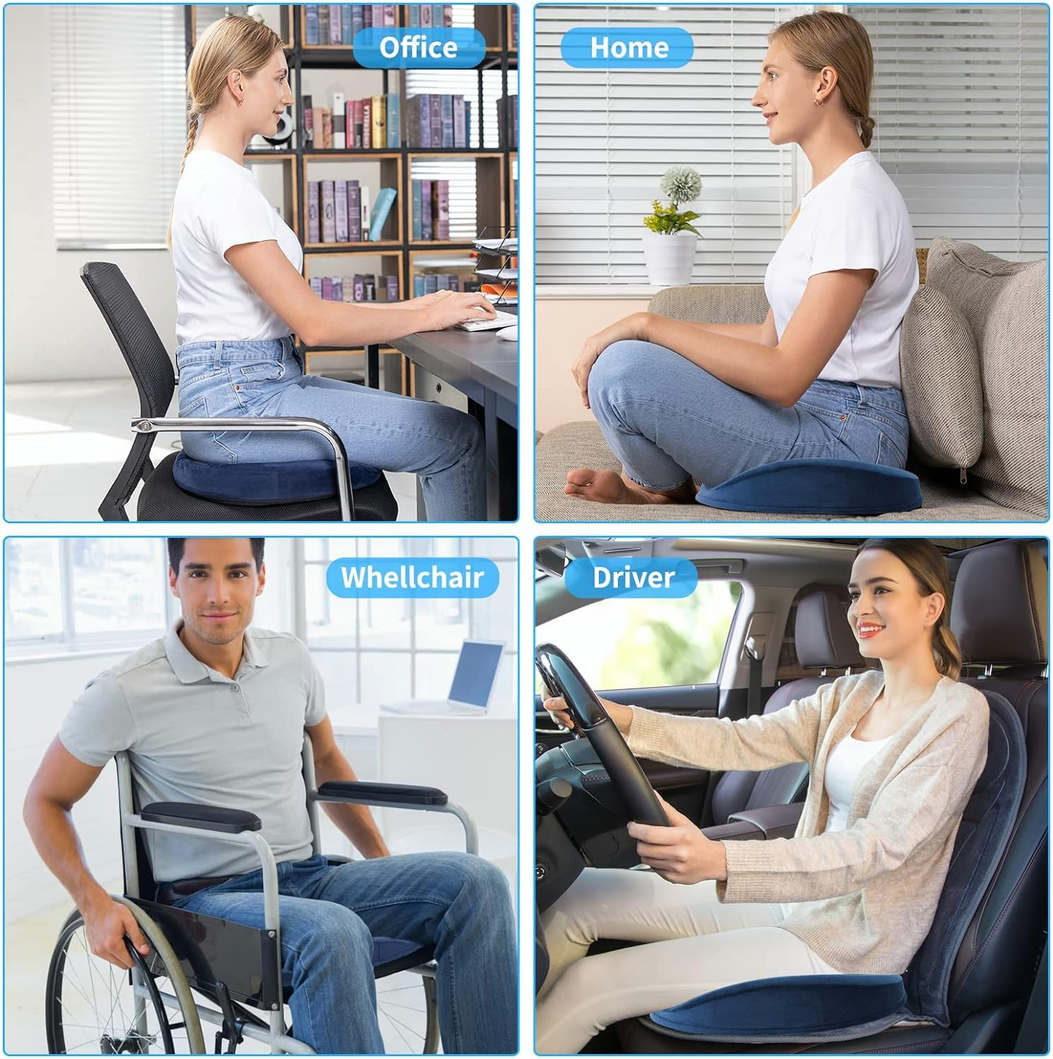 SAHEYER Donut Pillow for Tailbone Pain Relief and Hemorrhoids, Memory Foam Donut Cushion for Sciatica Nerve, Seat Cushion Butt Pillow for Men Women at Home Office Chair Car Long Sitting Comfort, Black image number 5