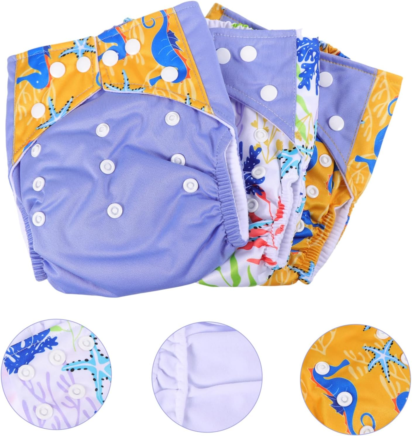 Ifundom 3Pcs Washable Pocket Digital Printing Cloth Diapers for Unisex Cloth Pocket Diapers for Newborn for Home Travel Use image number 2