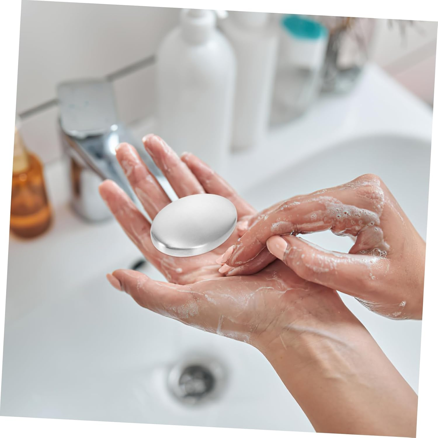 Minkissy 2Pcs Stainless Steel Soap Bar Odor Remover Kitchen Deodorizing Bar for Metallic Smells Camping Dishwashing Soap Pack image number 5