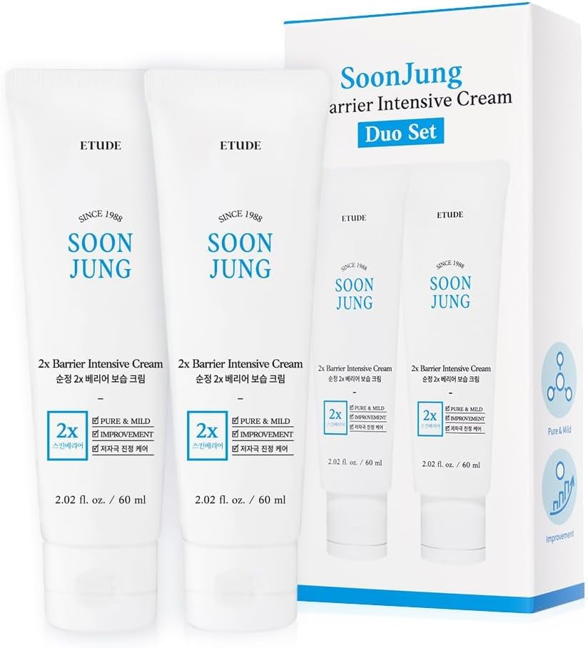 ETUDE Soonjung 2X Barrier Intensive Cream Duo Set (2.02 Fl.Oz X 2Ea) | Hypoallergenic Shea Butter Hydrating Facial Cream for Sensitive Skin, Panthenol for Damaged Skin | Korean Skin Care, Pefect Gift image number 5
