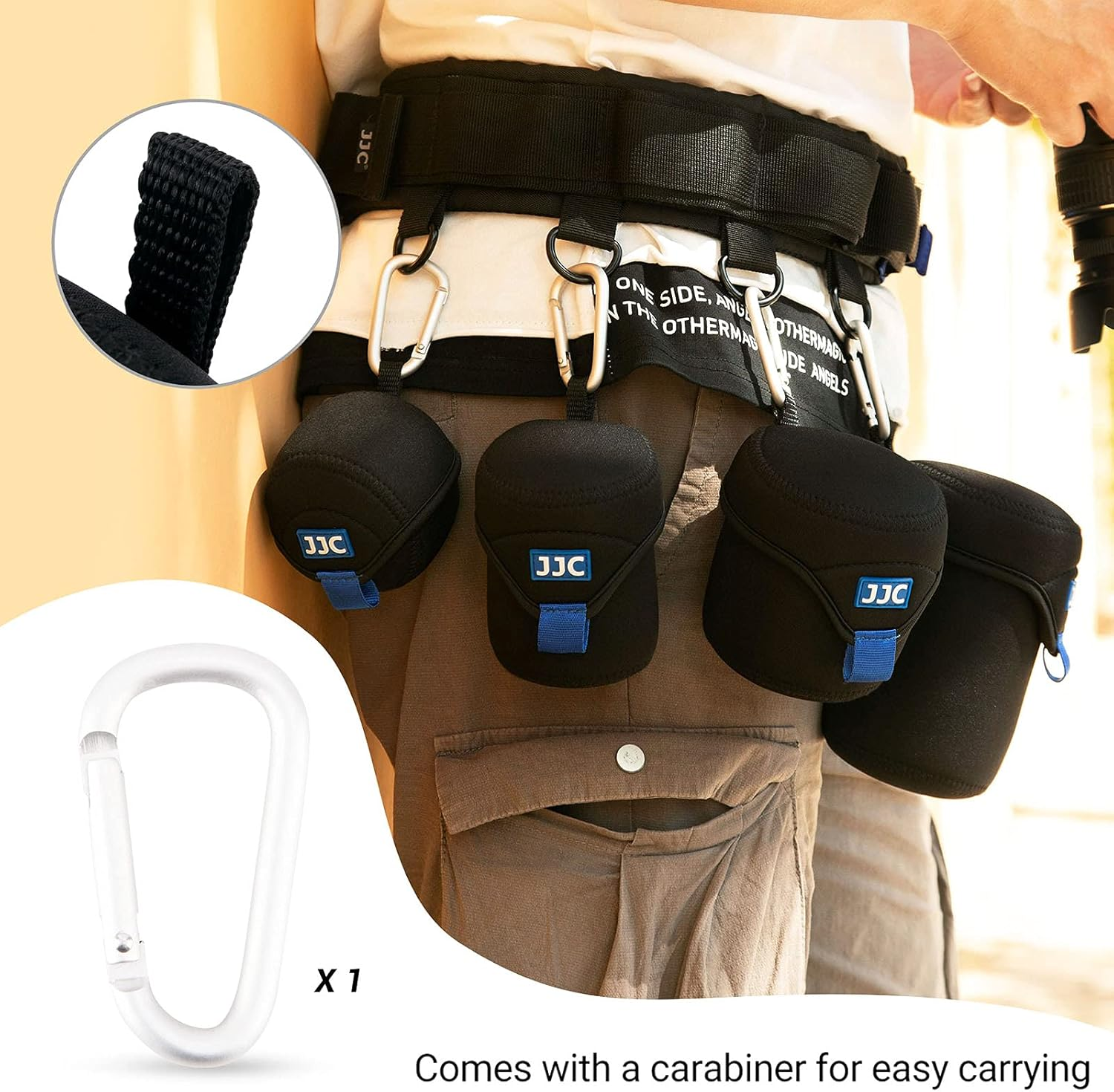 JJC Lens Case Pouch for Sony E PZ 16-50Mm F3.5-5.6 Oss/Nikon Nikkor Z DX 16-50Mm / Canon EF-M 22Mm F2 Stm/Olympus M.Zuiko Digital ED 14-42Mm Lens and Other Lens below 62 X 40Mm, with Carabiner X 1 image number 6