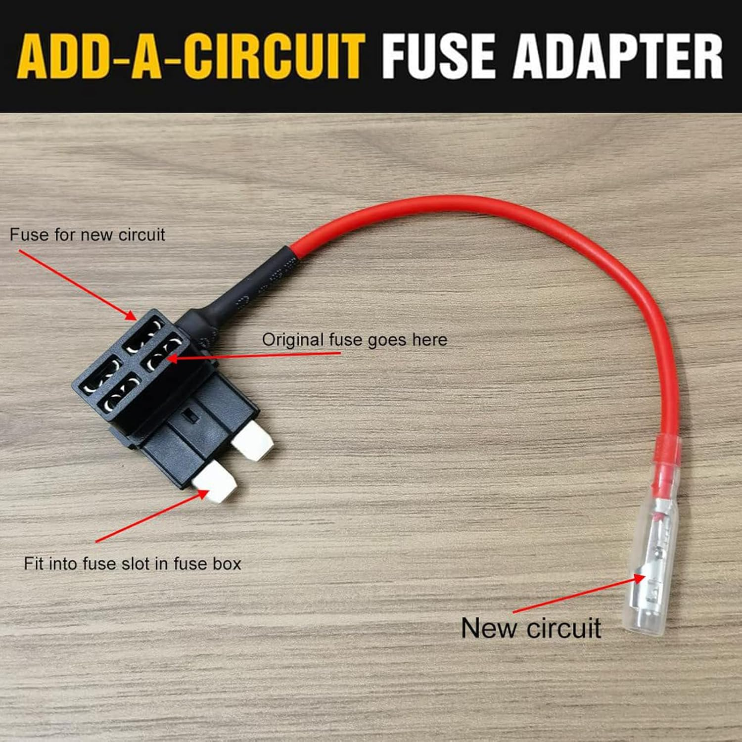 Tuoyi 4 Pieces 12V-24V Low Profile Add-A-Circuit Fuse Tap, Miniature Piggy Back Blade Fuse Holder with Wire Harness,6 Pcs Fuse (3A 5A 7.5A 10A 15A 20A) and Fuse Puller image number 3