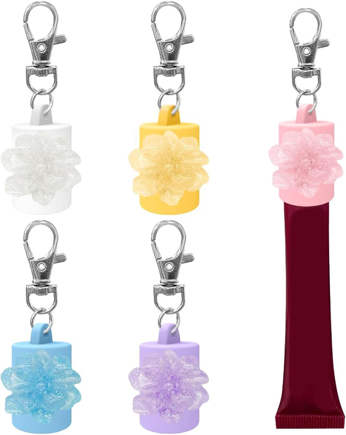 Portable Silicone Lip Gloss Key Holder Cap Leak Proof Design Travel Friendly Cosmetic Container Travel Touch up Atomizer Key Holder - Purple image number 5