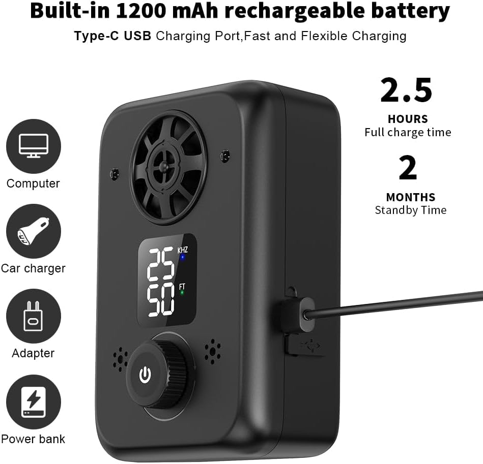 Pet-Tech Ultrasonic Dog House Automatic Bark Control Device, with 5 Frequencies, Sound-Activated Speakers, Rechargeable Battery, Water Resistant, Indoor and Outdoor Use image number 4