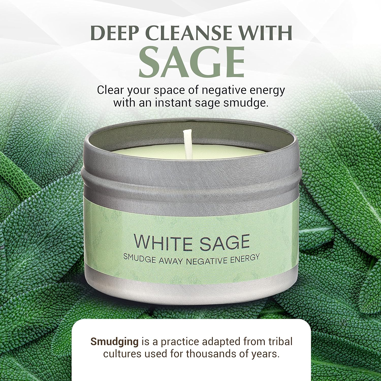 Almeara Space Cleansing Kit Sage Candle and Palo Santo Candle Set 3.7Oz Each - 100% Soy Wax Candles with Concentrated Essential Oil - Cleanse Negative Energy - Restore Positive Vibrations image number 3