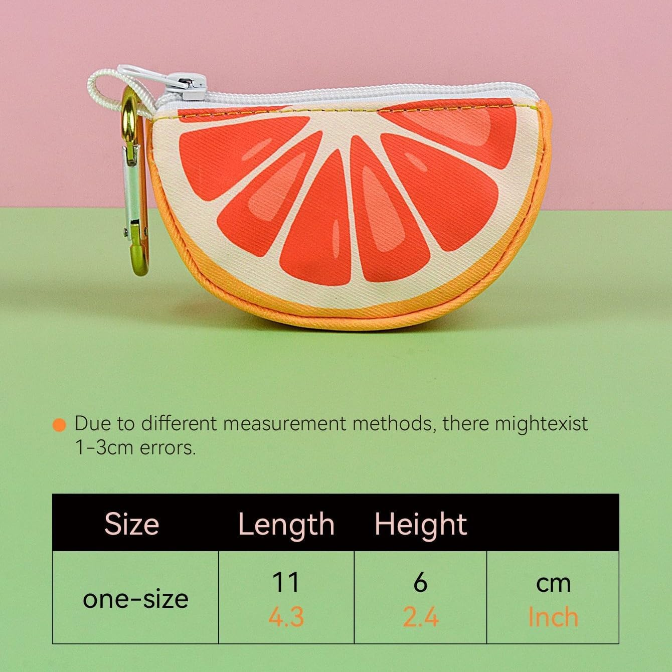 Grapefruit Design Waterproof Waste Bag Dispenser with Zipper, Portable Dog Poop Bag Holder with 15 Bags (Grapefruit Pink) - Lime Green image number 4