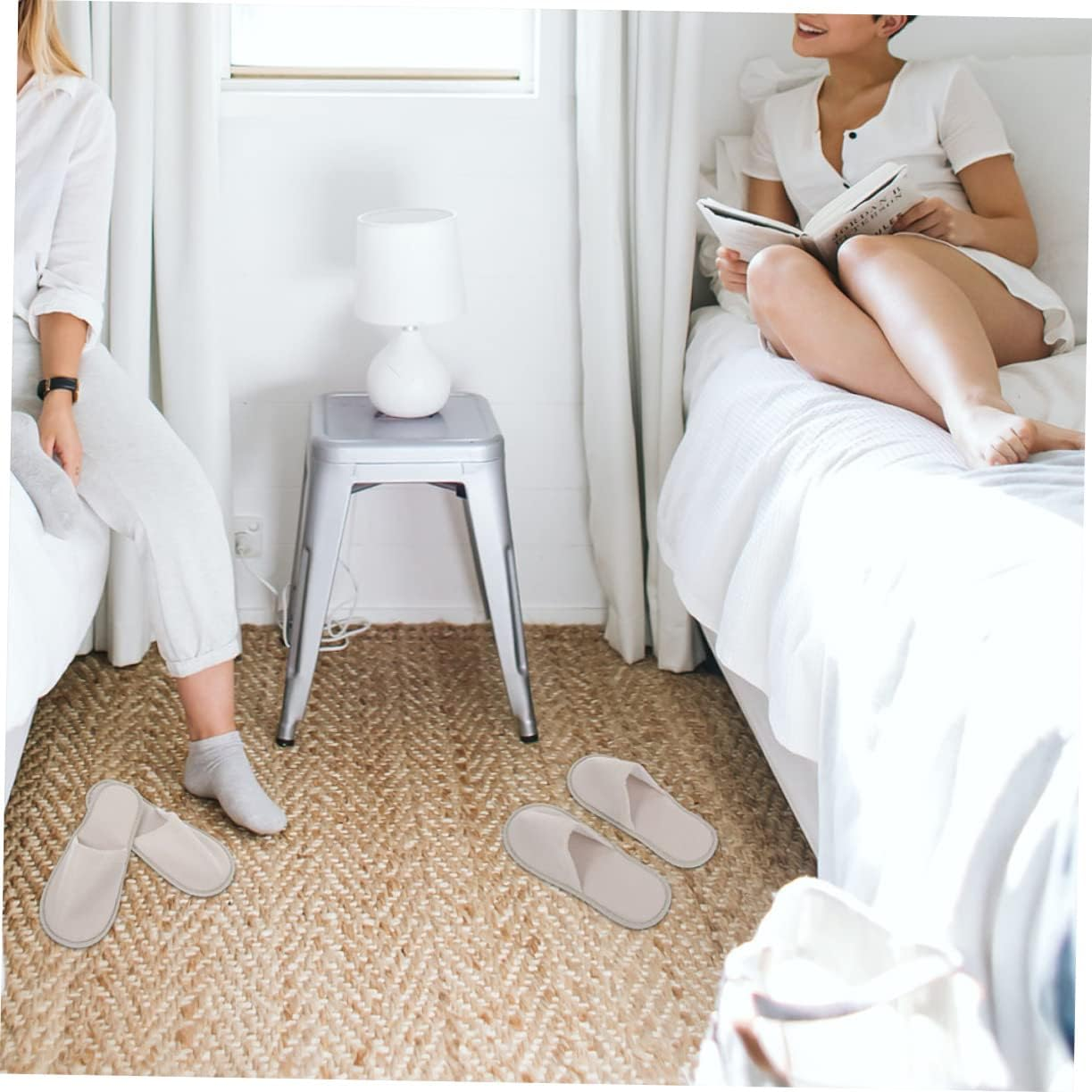 FOYTOKI Pack Anti-Slip Linen Guest Slippers Disposable Indoor Travel One-Off Comfort for Hotel Home image number 6