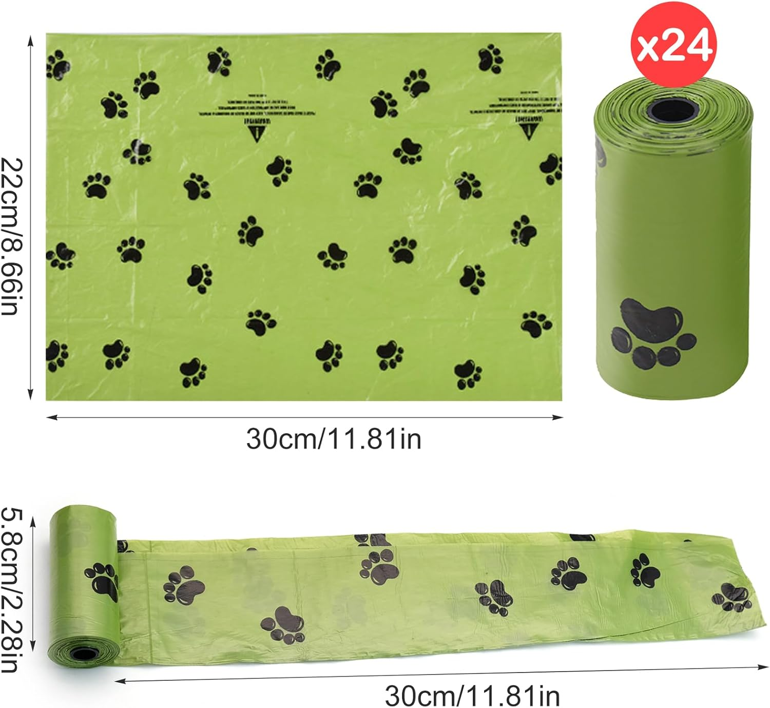 Dog Poop Bags, 24 Rolls Poo Waste Bags Refill Rolls Amazon Dog Poop Bags for Pet Dog Outing Accessories image number 5