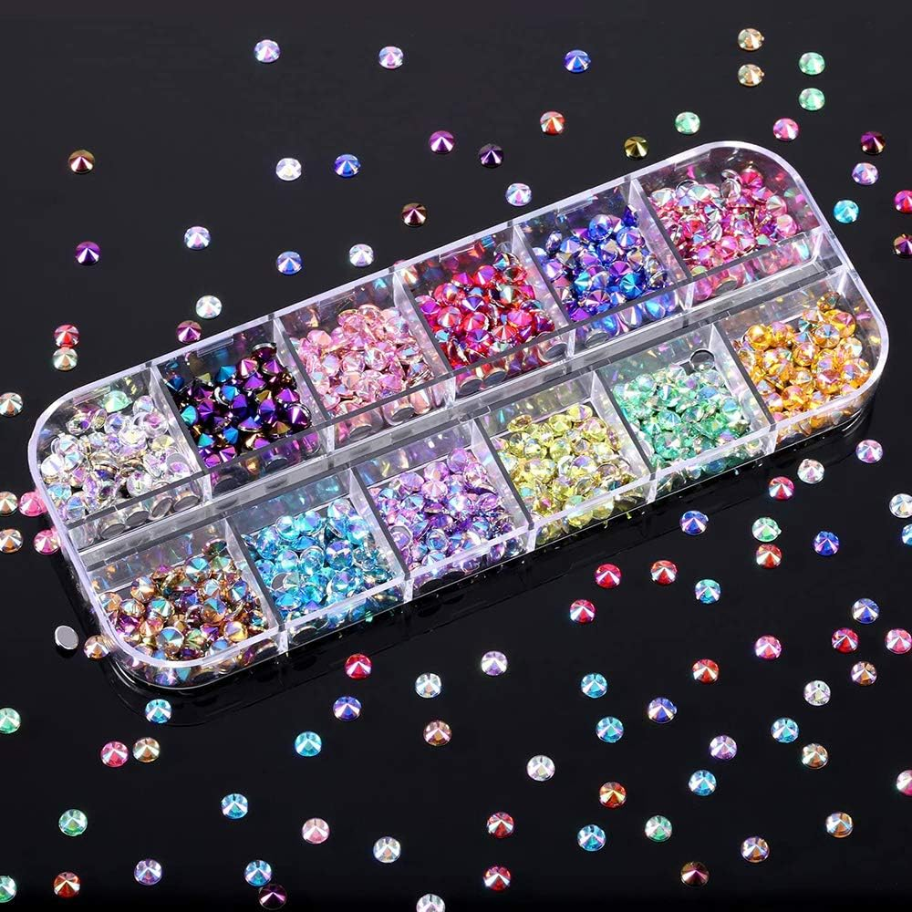 4 Boxes 5900 Pieces Nail Art Rhinestones Kit Multicolor Nails Decorations Supplies image number 3