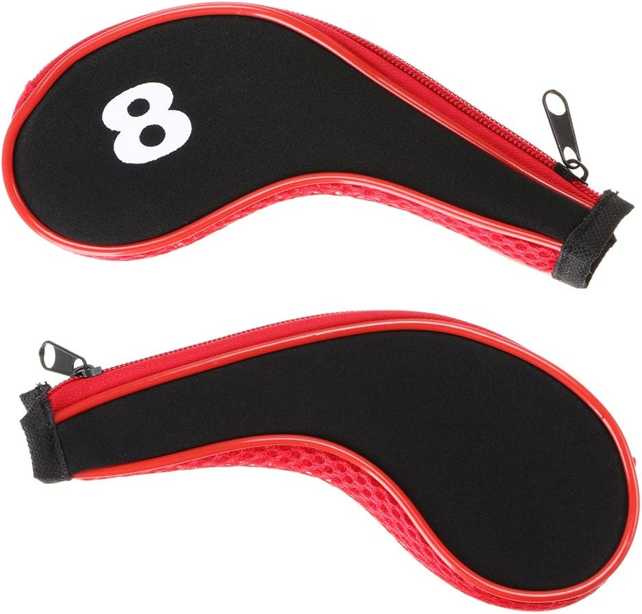 Hipiwe Number Print Golf Club Irons Covers Neoprene Zippered Driver Head Cover with Long Neck-Set of 12