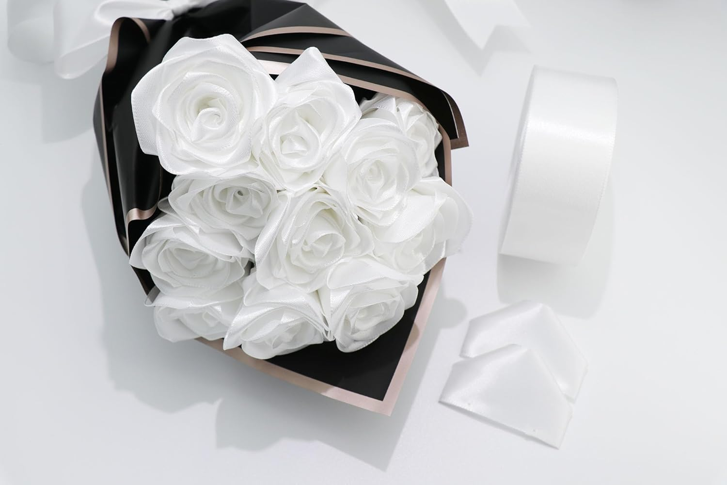 GROWDXZ White Ribbon 1-1/2 Inch Satin Ribbon Single Face Fabric Ribbon for Gift Wrapping, Roses Making, Bows, Flower Bouquet, Handmade Crafts, Birthday Wedding Party Decoration 50 Yards image number 3