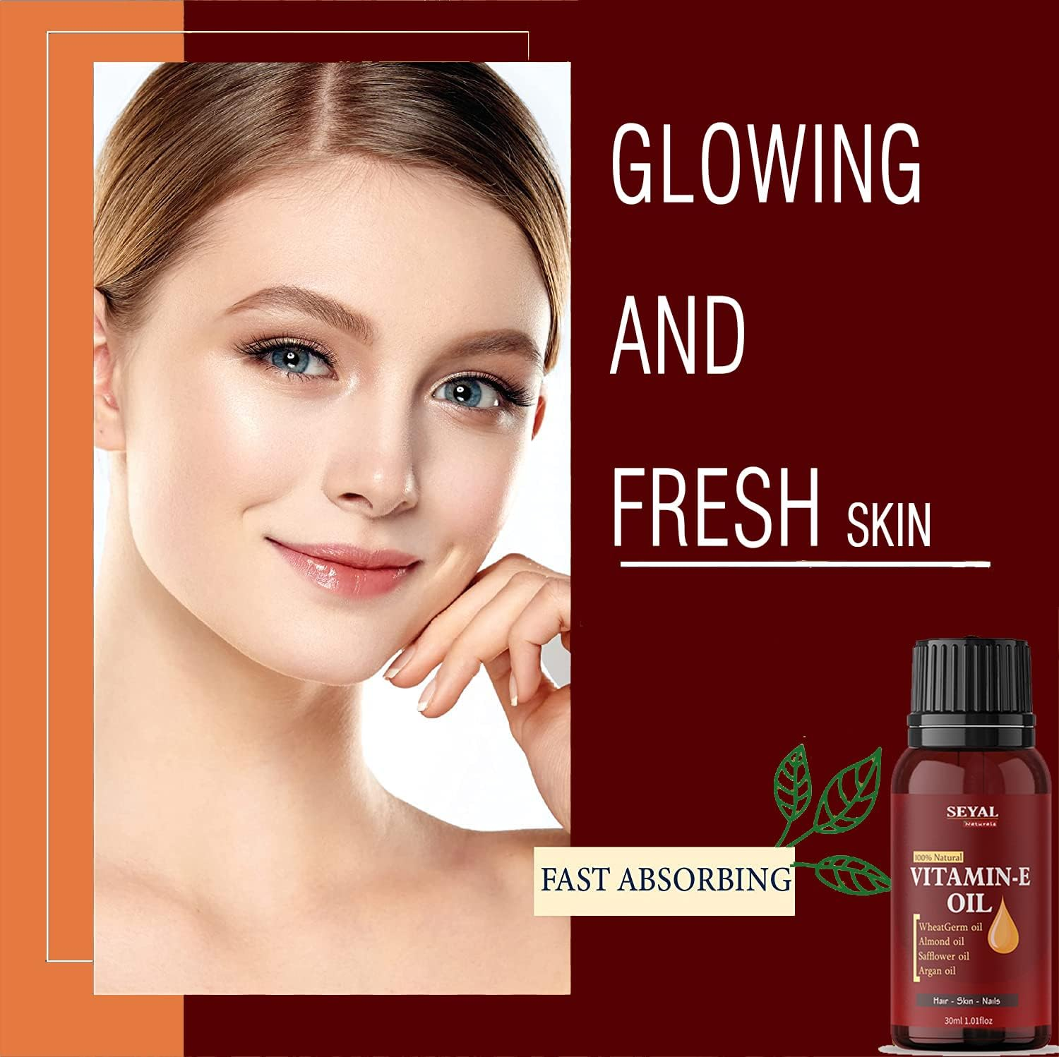 Seyal Vitamin E Oil for Face , Nails & Hair, 100% Natural Plant-Based Therapeutic Grade Organic Hexane-Free 30Ml image number 3