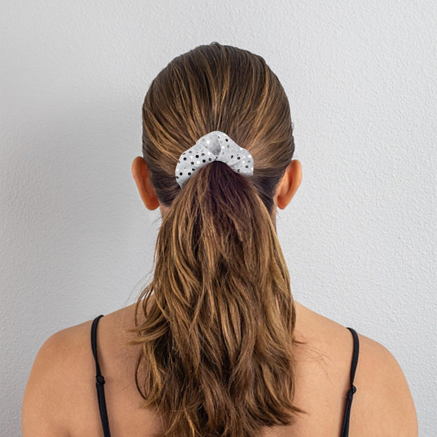 Pack of 4 Retro Hair Bobbles and 4 Pieces Black Hair Bobbles Party Hair Bobbles Cute Hair Bobbles Hair Accessories Elastic Hair Bobbles