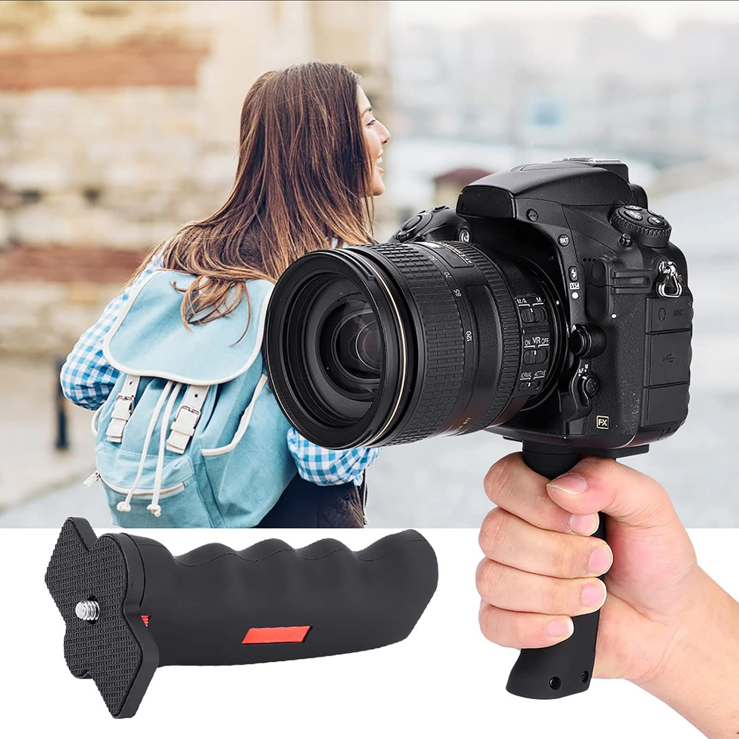 Camera Grip, Camera Handheld Grip Portable Plastic 1/4'' Screw Extension Handheld Handle Grip For image number 1
