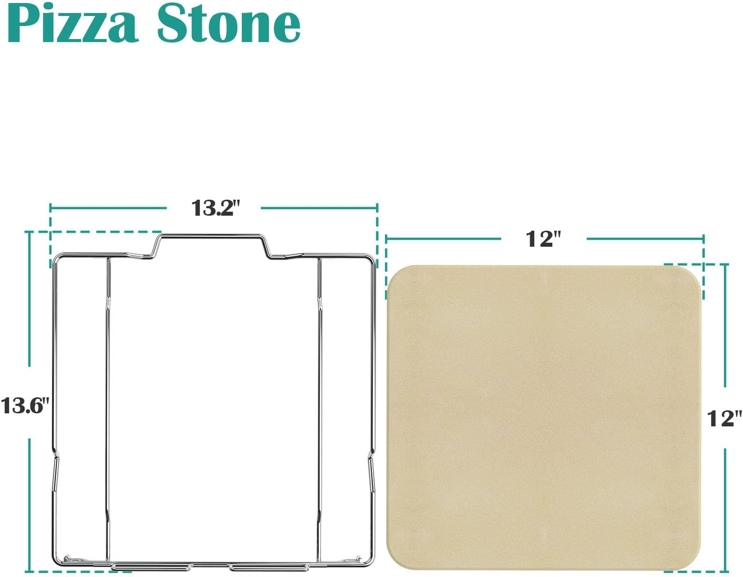 Pizza Stone with Stainless Steel Rack for Ninja Woodfire Outdoor Pizza Oven OO101, Thickened Durable Pizza Stone, Woodfire Pizza Oven Accessories for Ninja OO100 Series image number 6