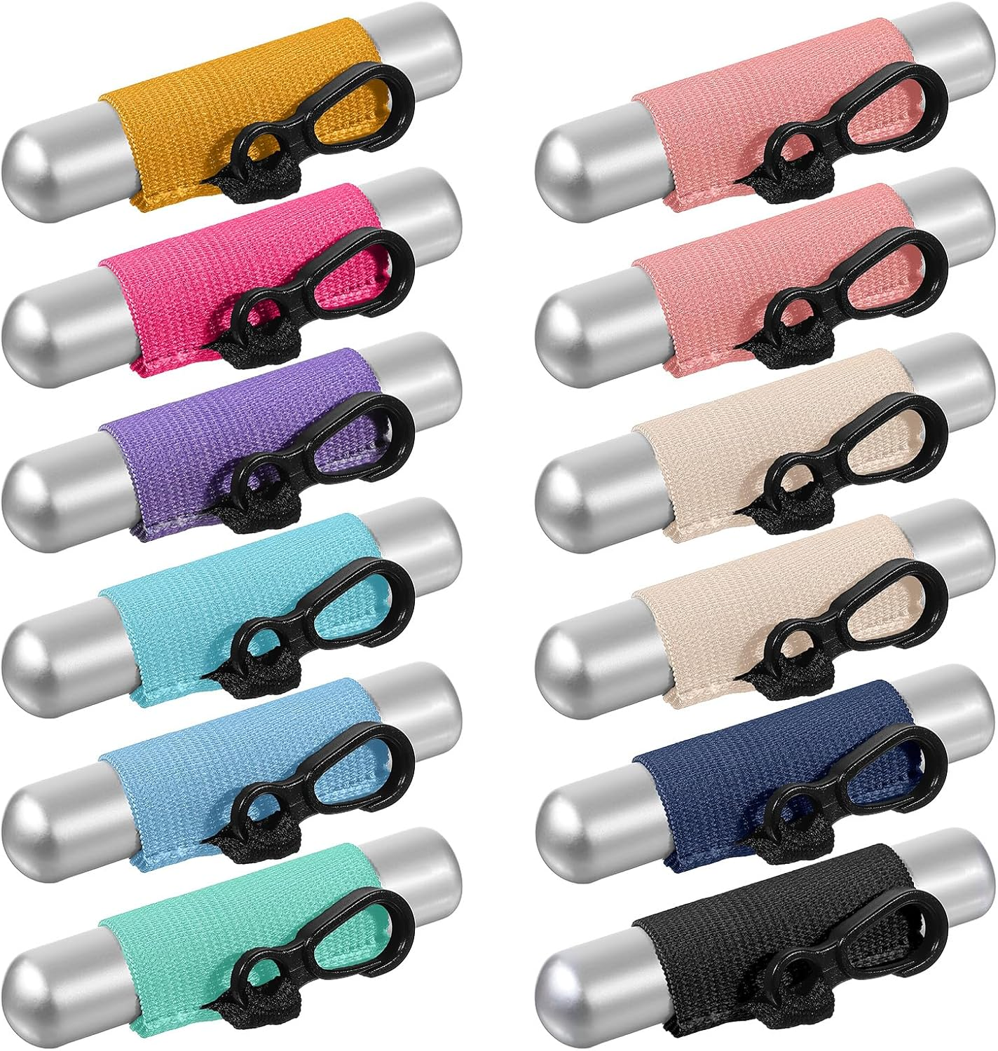 XLIUAX 12 Pack Lip Balm Holder Keychain, Portable Clip on Lipstick Lip Gloss Holder Keyring Multicolor Elastic Lip Balm Sleeves for Women image number 2
