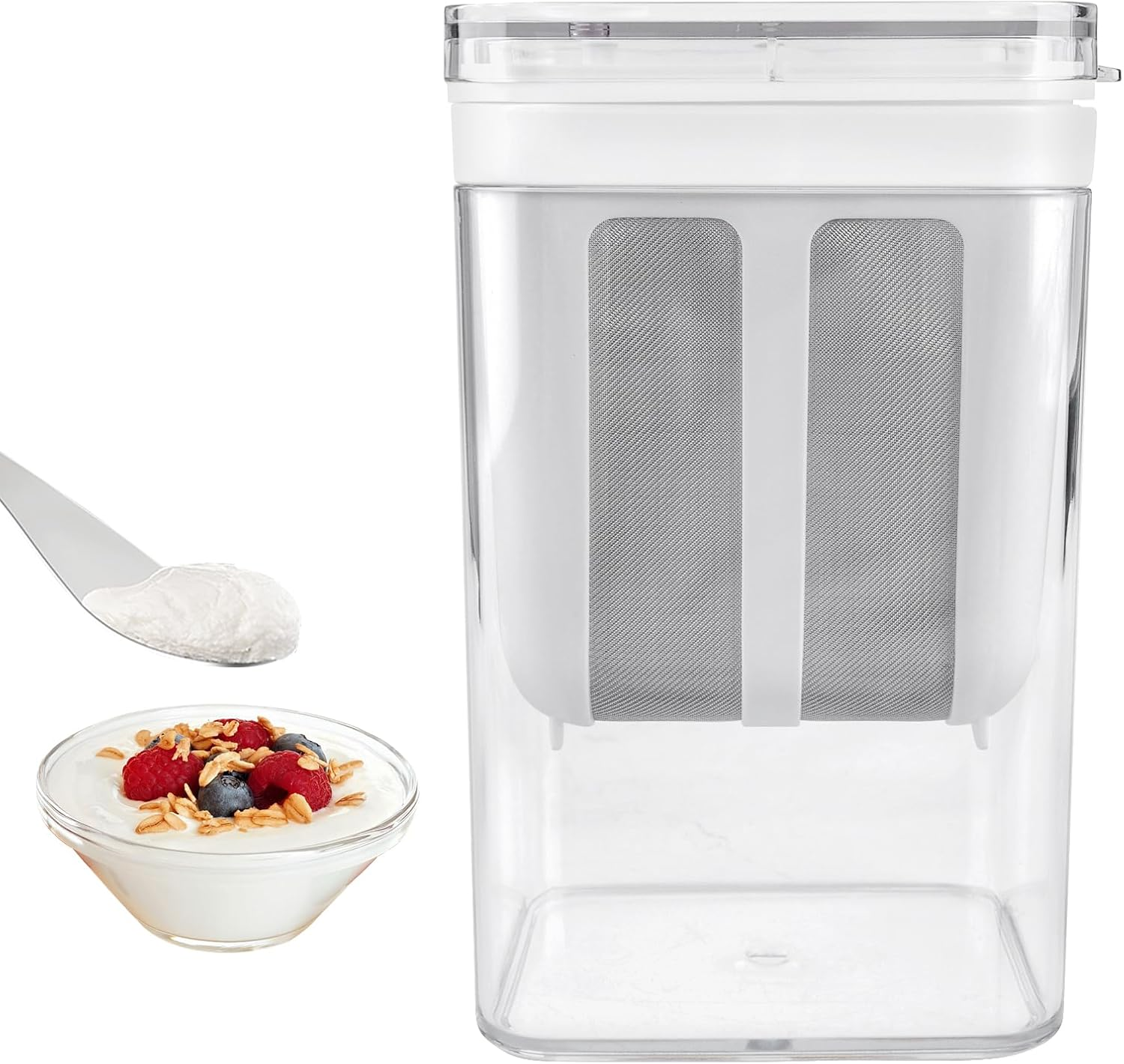 Cream Cheese Maker, Yoghurt Sieve with Lid, Washable Whey Separator, Reusable Fine Filter Sieve, 1100 Ml Fine Mesh Yoghurt Strainer, Yoghurt Maker for Milk, Juice, Kitchen Accessories image number 3