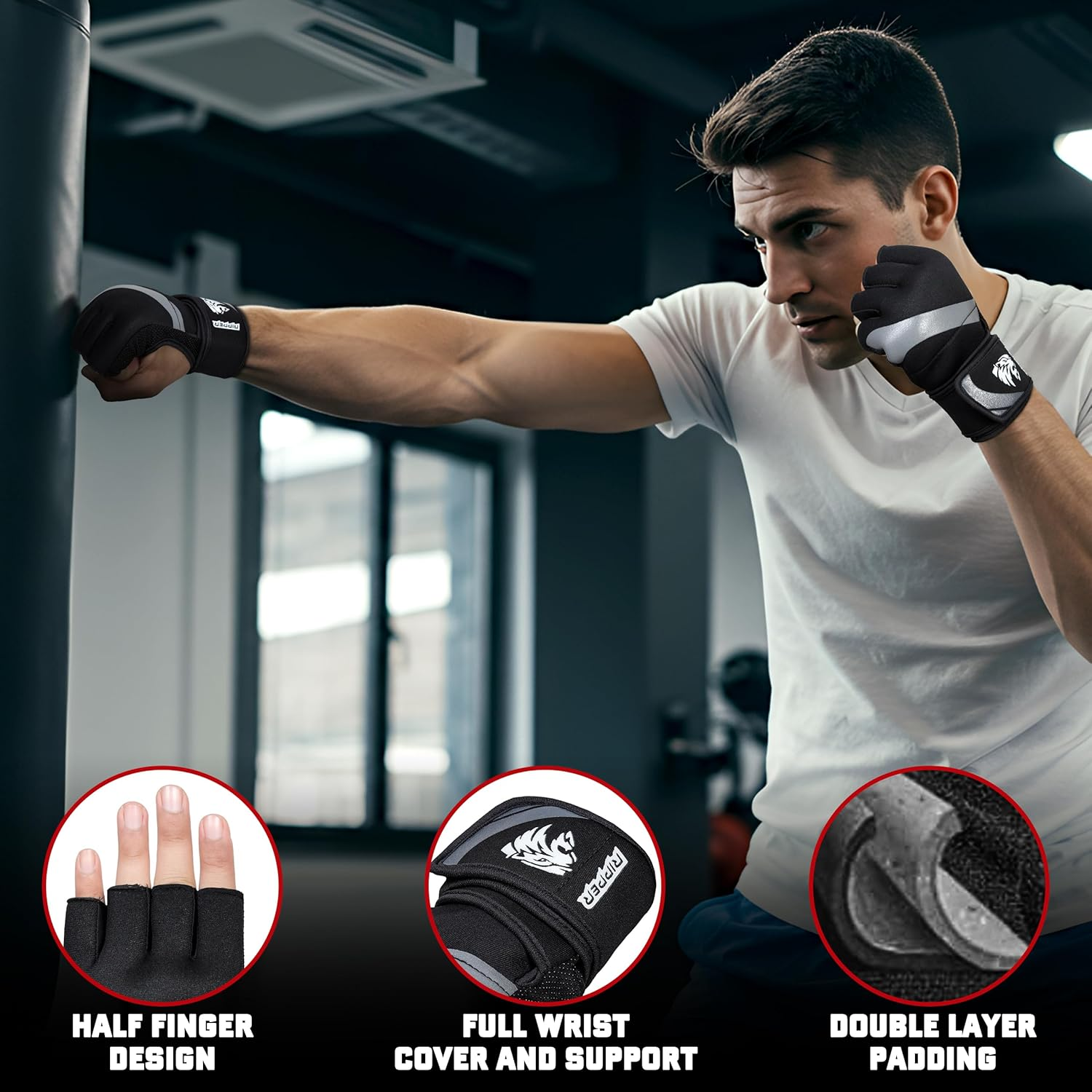 Boxing Inner Gloves Neoprene Wrist Support Padded Gel Wraps Hand Protection Boxing Bag Hand Wraps for Punching MMA Martial Arts Muay Thai Speed Bag Training &ndash; under Mitts