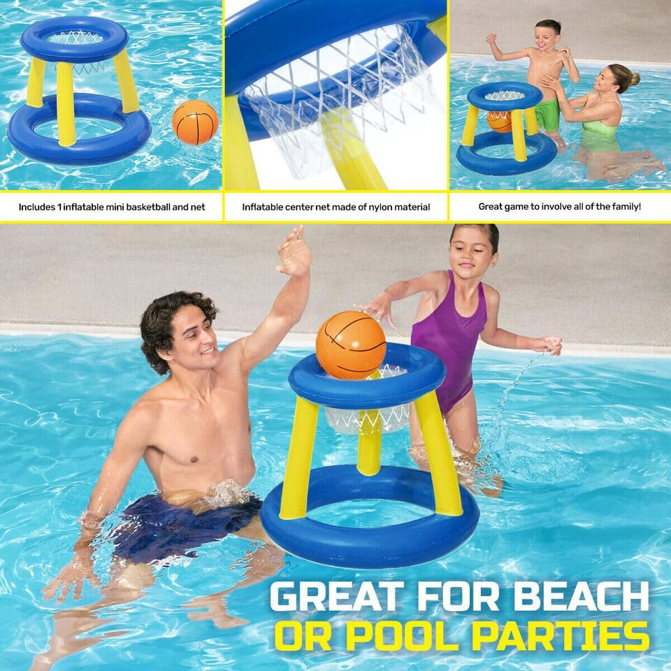 Leona Co Basketball Hoop Toys, Floating Basketball Pool Game, Swimming Pool Floats Toys, Summer Outdoor Water Play Toy for Kids and Adults, 61Cm X 59Cm image number 2