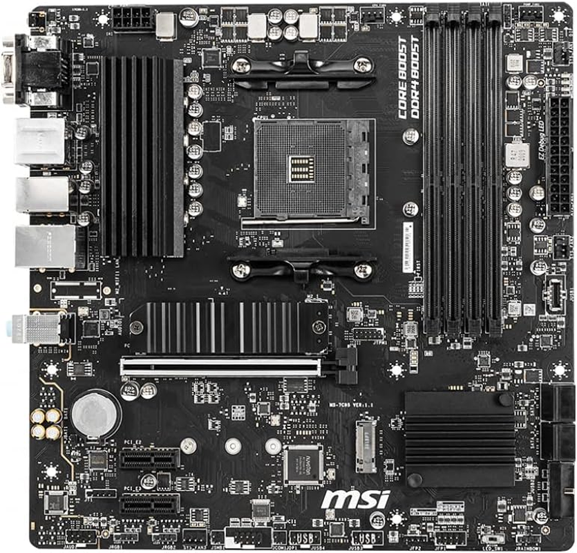 MSI B550M PRO-VDH Motherboard M-ATX - Supports AMD Ryzen 3Rd Gen Processors, AM4, DDR4 Boost (4400Mhz/Oc), 1 X Pcie 4.0/3.0 X16, 1 X M.2 Gen4 X4, 1 X M.2 Gen3 X4, Gigabit LAN image number 1