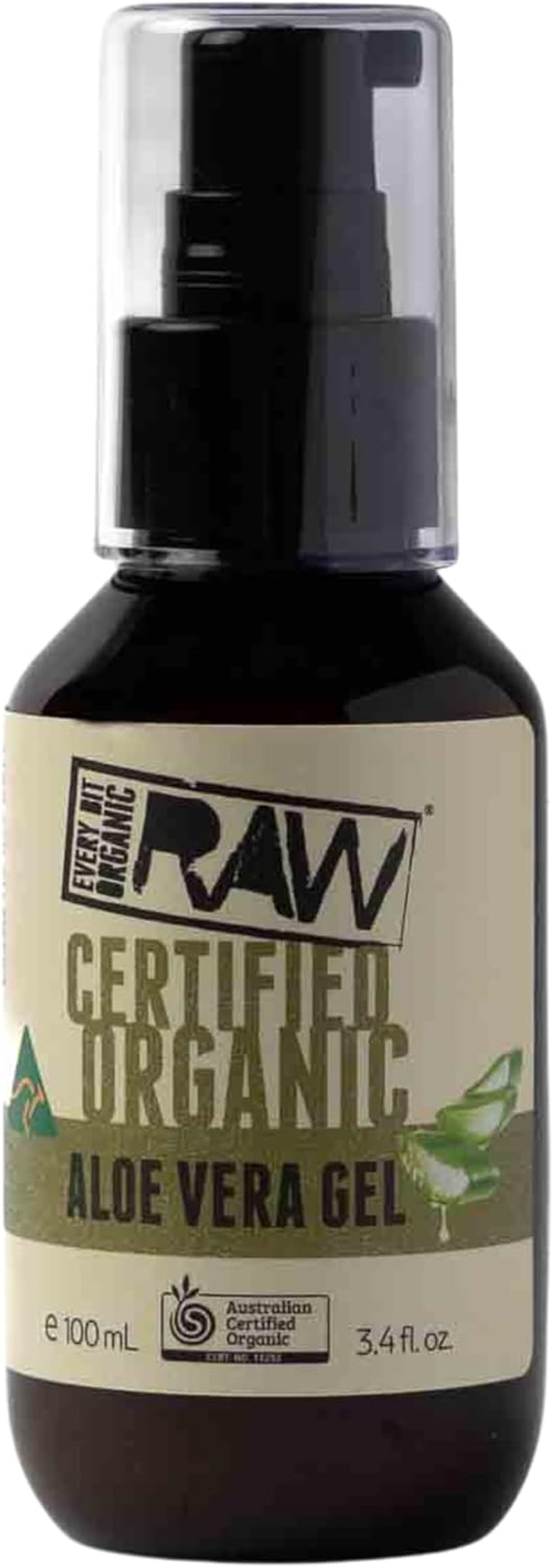 Every Bit Organic Raw Aloe Vera Gel 100Ml - 98% Organic Aloe Vera & Rosewater, Lightweight Face and Body Moisturiser for Soothing, Hydrating Skin