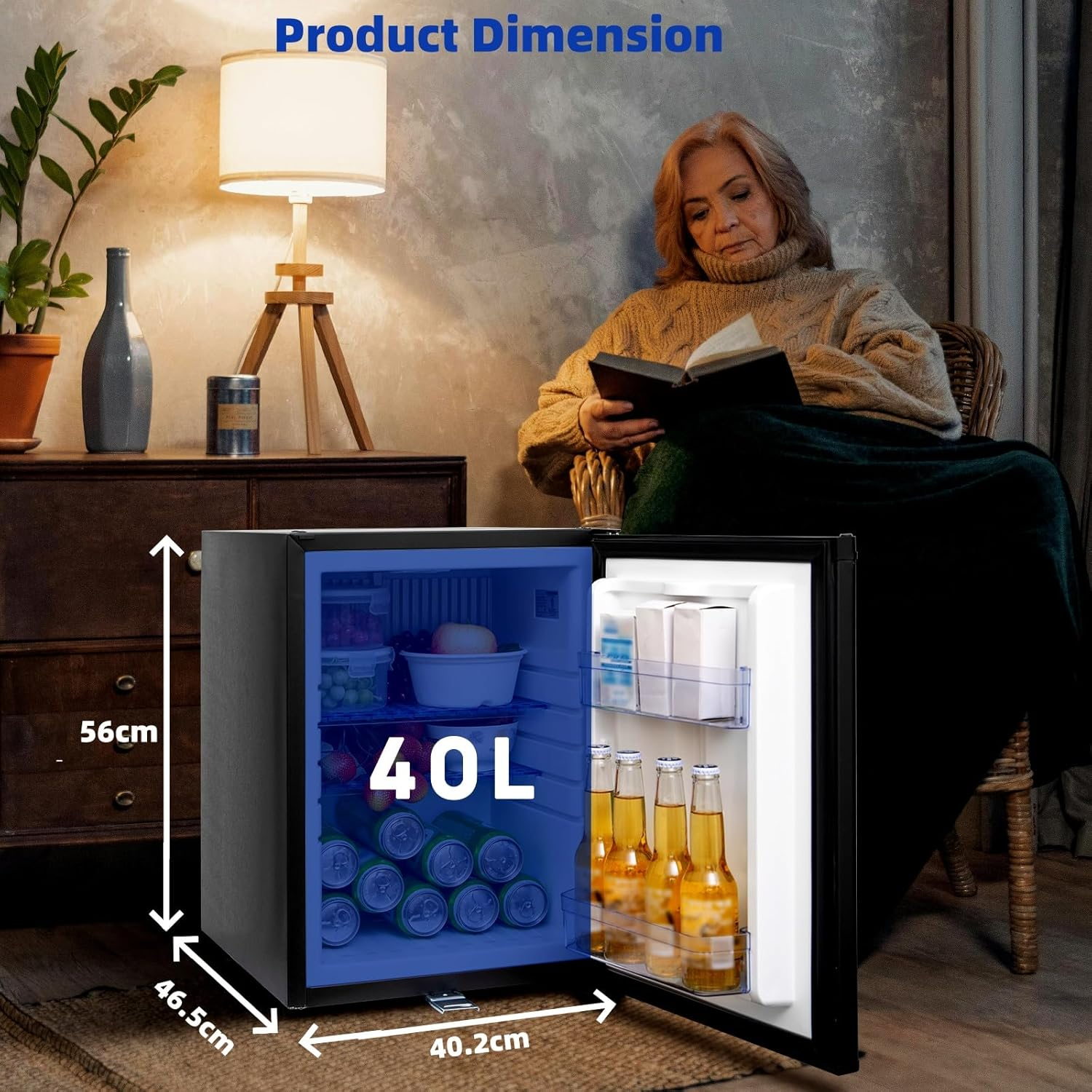 Smad 40L Portable Fridge, 12V Motorhome Fridge, Campervan Lockable Refrigerator for RV, Van, Office, Truck, Camper, Caravan, Black image number 3