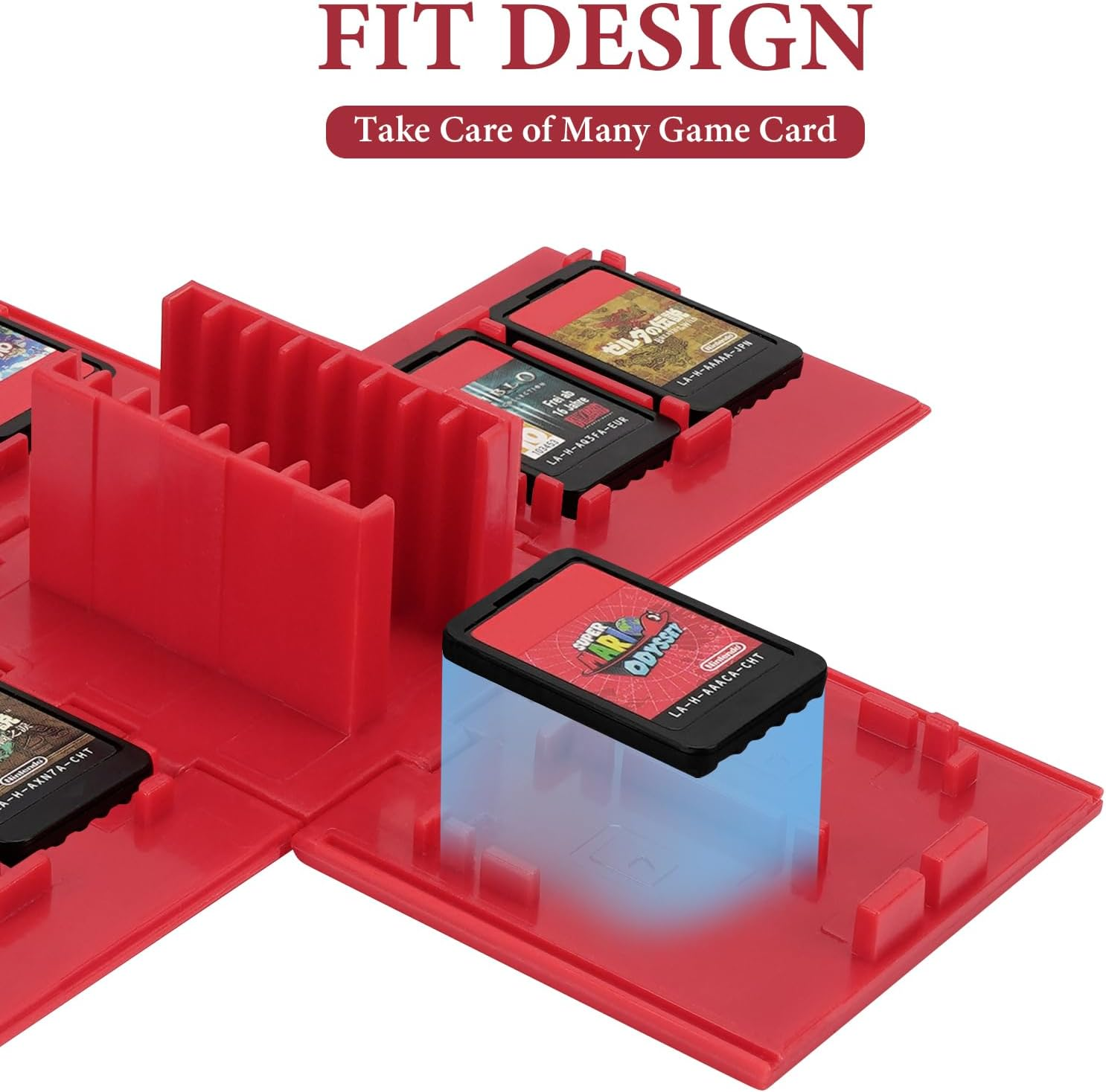 Geekria Game Card Case Compatible with Nintendo Switch, Large Capacity Game Card Organizer with 16 Game Card Slots, Deformable Expandable Game Card Holder, Cube Portable Card Storage Box (Red) image number 4