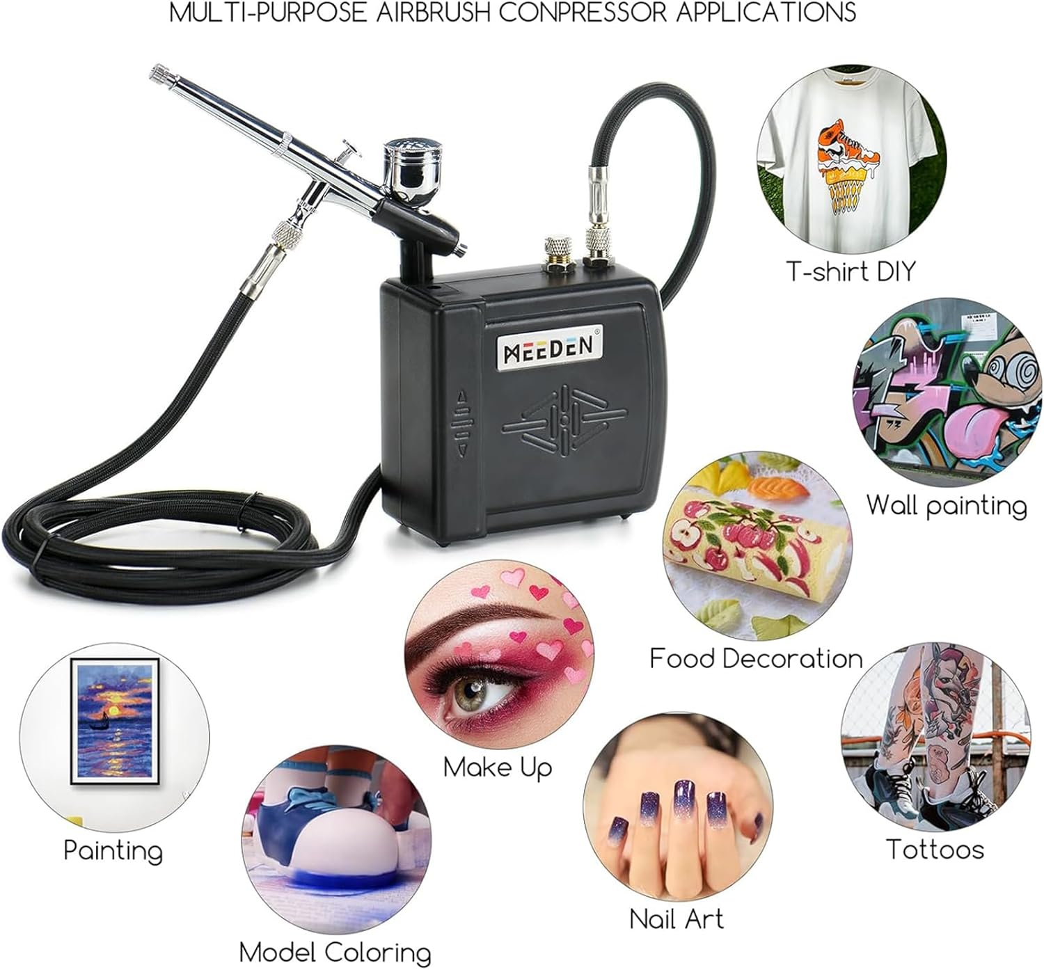 MEEDEN Airbrush Compressor Set for Beginners - Dual-Action Gravity Feed 0.5Mm Airbrush - Multi-Function Airbrush Set with Cleaning Kit for Modeling image number 6