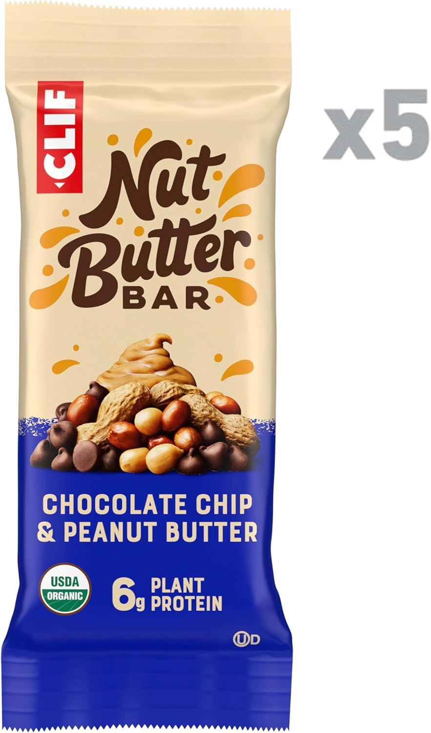 CLIF Nut Butter Bar - Chocolate Chip & Peanut Butter - Filled Energy Bars - Non-Gmo - USDA Organic - 7G Plant-Based Protein - Flavoured Naturally - 50G. (5 Pack) image number 1