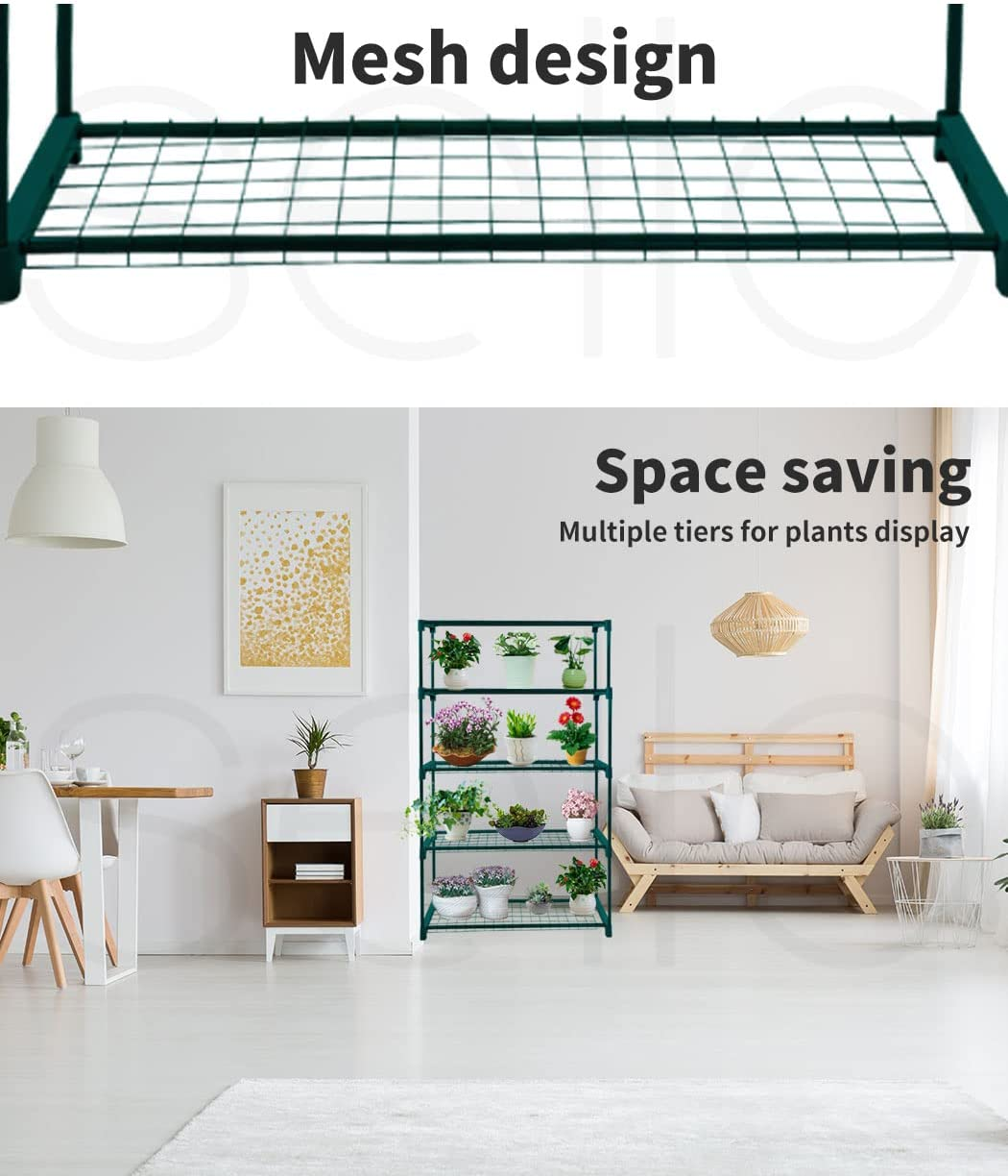 Levede 5 Tier Plant Stand 140Cm Tall Metal - Greenhouse, Indoors, Outdoors, Shelf, Flower Pot, Holder, Garden, Green X2 image number 2