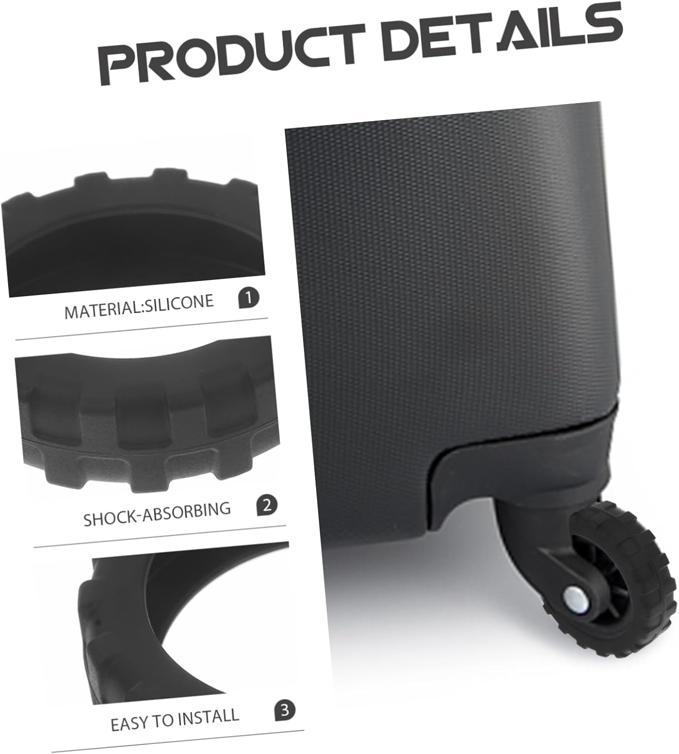 NAMOARLY 8Pcs Silicone Suitcase Protector Cover Antislip Design for Office Chair Luggage Wheels