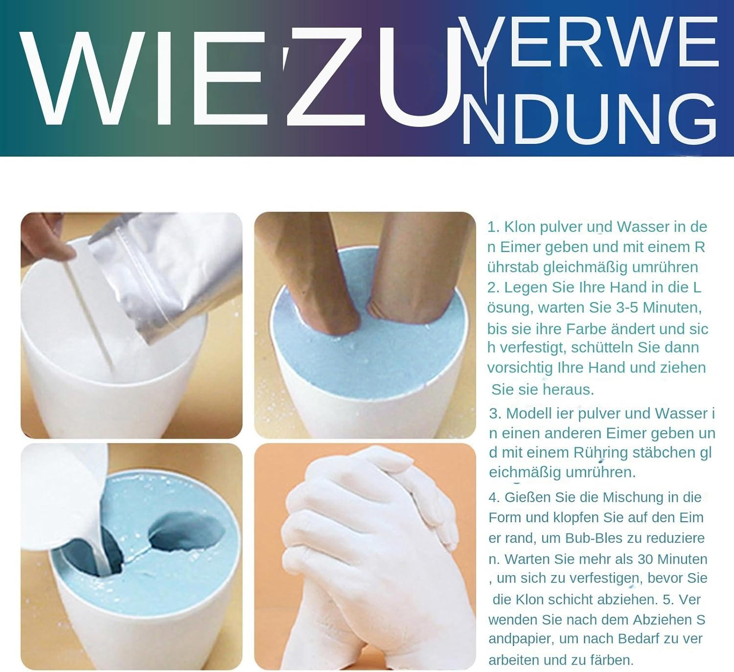 Pair of Hand Prints Casting Set, Handmade Sculpture Casting Set for Lovers Couples Activities, Romantic Memory Statue for Engagement, Wedding, Valentine'S Day