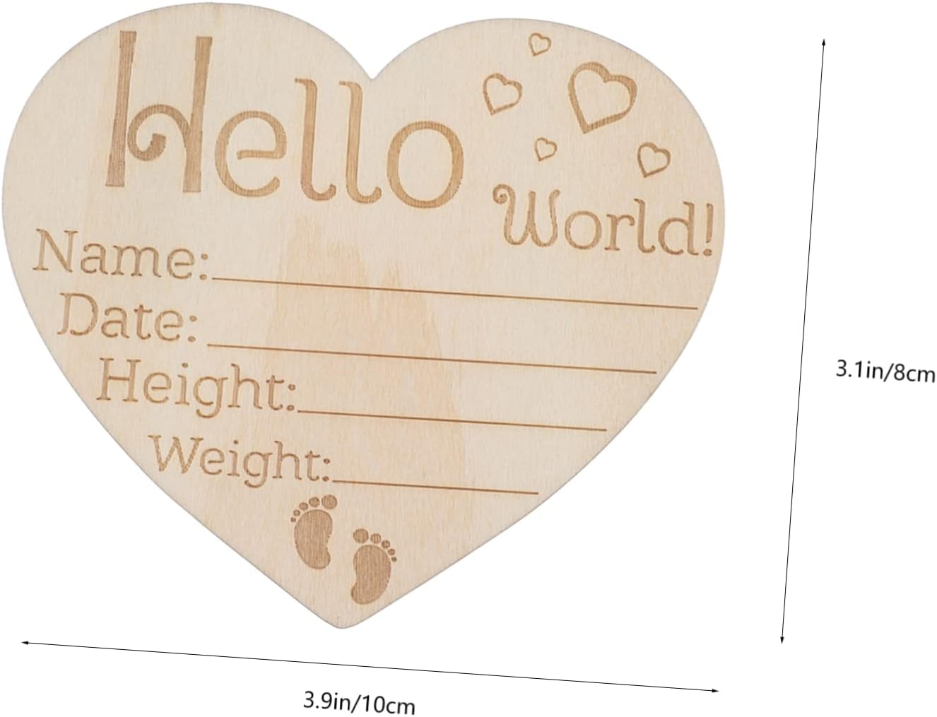 Hohopeti 3 Pcs Heart Shaped Name Sign Newborn Announcement Plaque for Nursery Decor Photography Props Smooth Polished Surface Durable and Safe image number 1