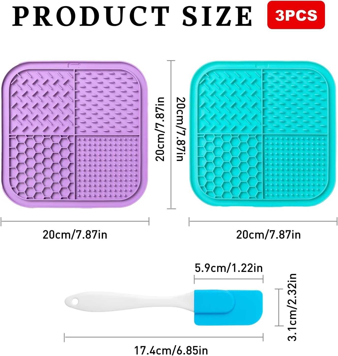 Lick Mat for Dogs & Cats (2 Pack) with Suction Cups, Anxiety Relief, Dog Toys for Bathing & Grooming, Comes with Silicone Scraper, Peanut Butter Licking Pad for Dogs and Cats, Helps Calm Pets image number 5