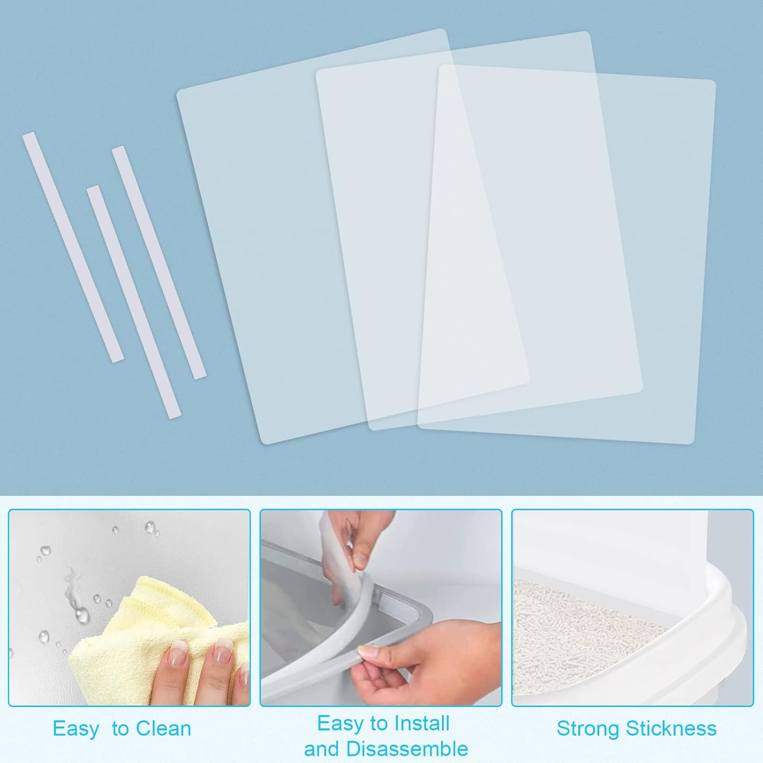 6 Pcs Cat Litter Box Splash Guard Pee Shields - Anti-Splashing Reusable High Sided Litter Box High Wall Cat Toilet Training Kit for Open Top Litter Pan (Litter Box Not Included) image number 2