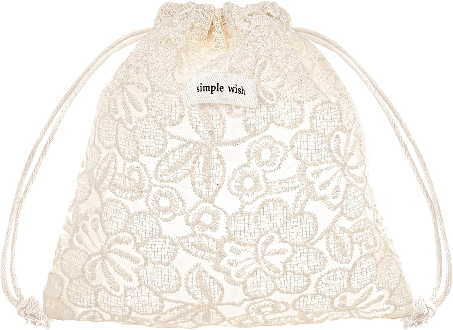 Sminra Mesh Drawstring Makeup Bag Pouch Lace Organizer, Small Drawstring Coquette Aesthetic Cute Travel Toiletry Insert Bag Gift for Women and Girls, Bonestring Embroidery, Aesthetic