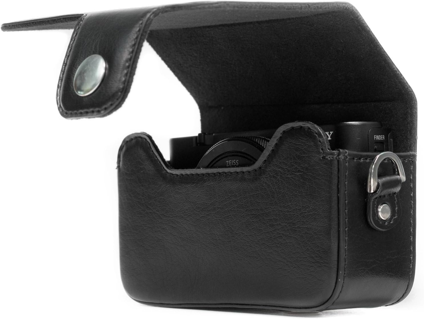 Megagear Leather Camera Case with Strap Compatible with Sony Cyber-Shot DSC-RX100 VII, DSC-RX100 VI, DSC-RX100 V, DSC-RX100 IV, DSC-RX100 III, DSC-RX100 II, ZV-1 - Black image number 4