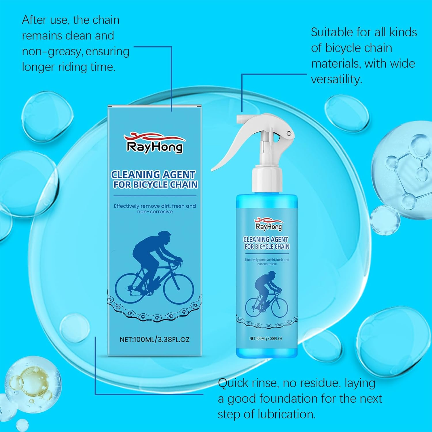 Bicycle Chain Cleaner Cleaning Bicycle Chain Degreasing anti Rust Chain Cleaner Spray,100Ml image number 2