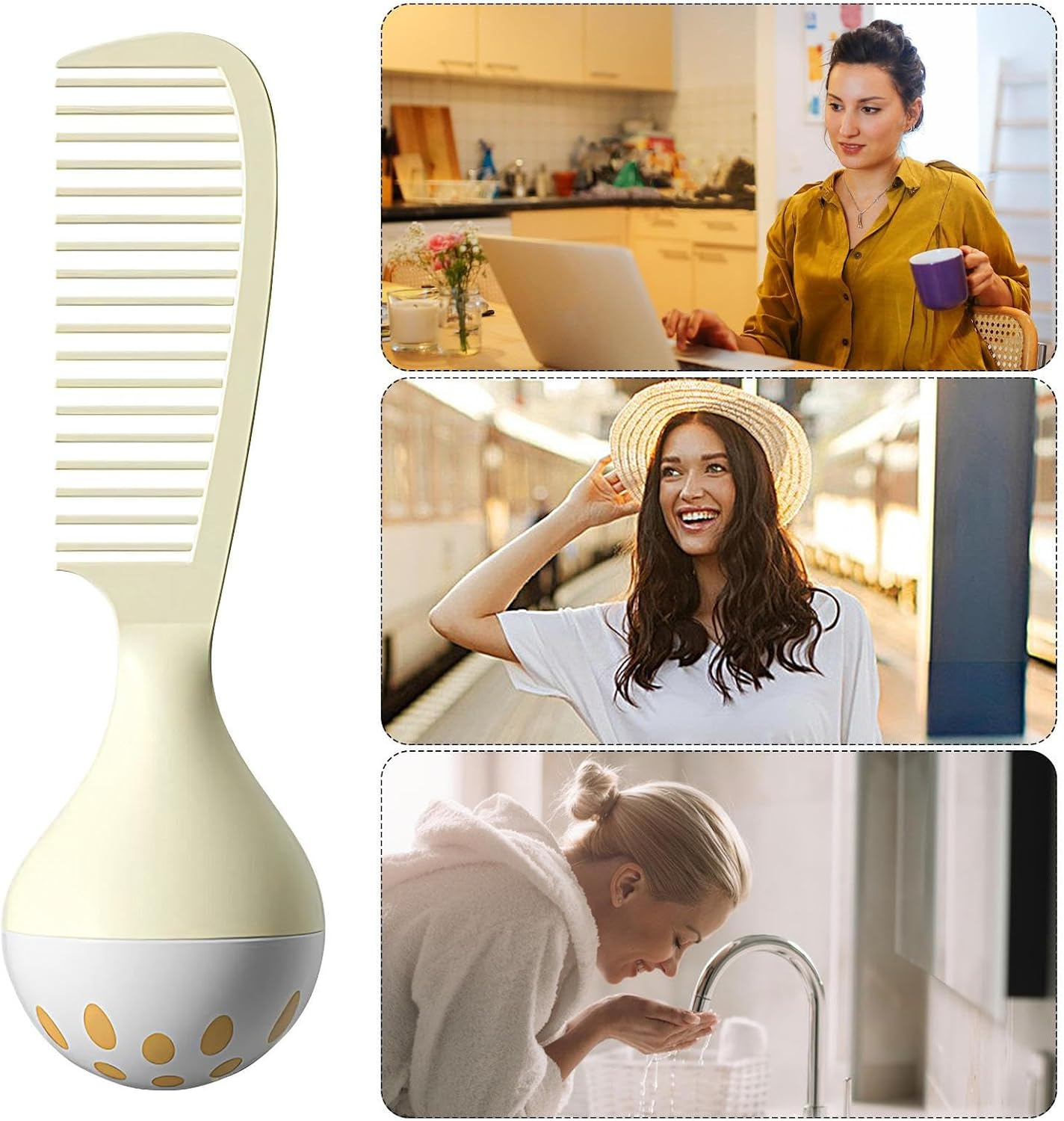 Jiimhte Hair Comb,Self-Standing Hair Comb with Weighted Base | Secure Grip Styling Tool with Comfort Handle for Wife Sister Daughter Friend image number 5