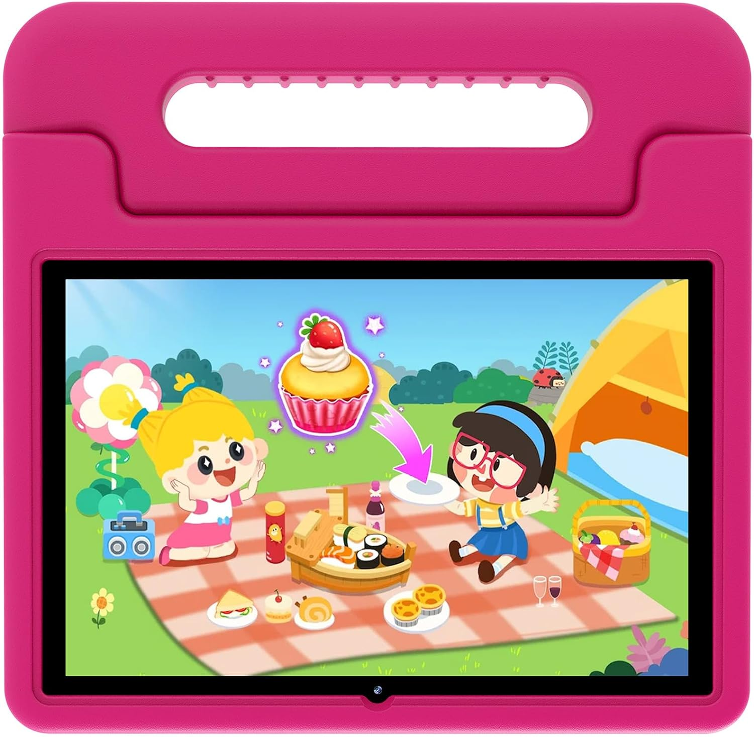 Apolosign Kids Tablet 10 Inch Tablet for Kids, Learning Tablet with Android 13, Wifi, BT5.0, Dual Camera, Pre-Installed Educational App, Parental Control, Shockproof Case for Boys Girls(Pink)