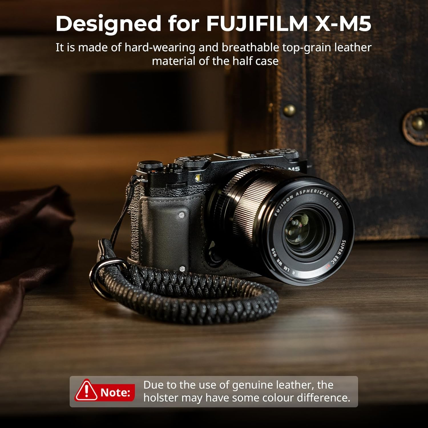 SMALLRIG X-M5 Leather Half Case Kit for FUJIFILM X-M5, Including Leather Half Case, Wrist Strap, Genuine Leather Material, Portable and Protecting (Black) - 4879 image number 3