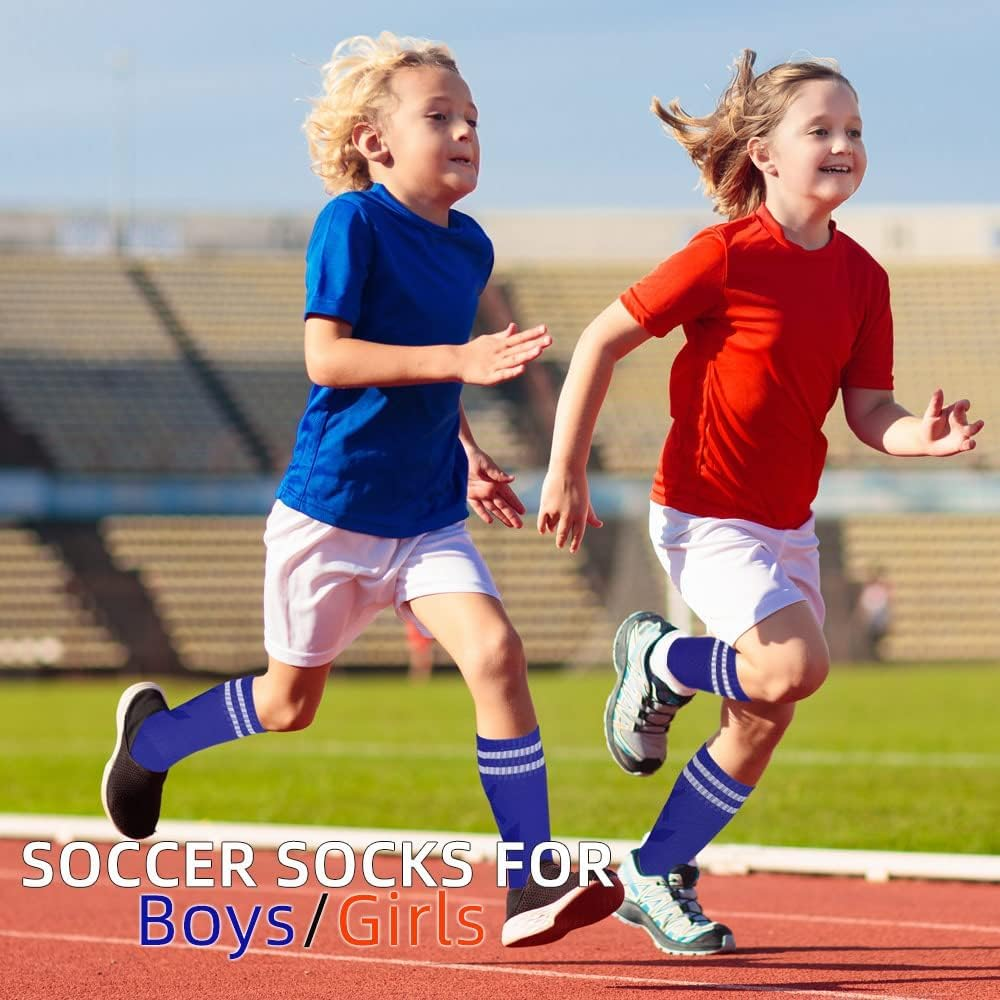 3 Pairs Knee High Soccer Socks Athletic Sports Team Socks for 7-12 Years Old Youth image number 6