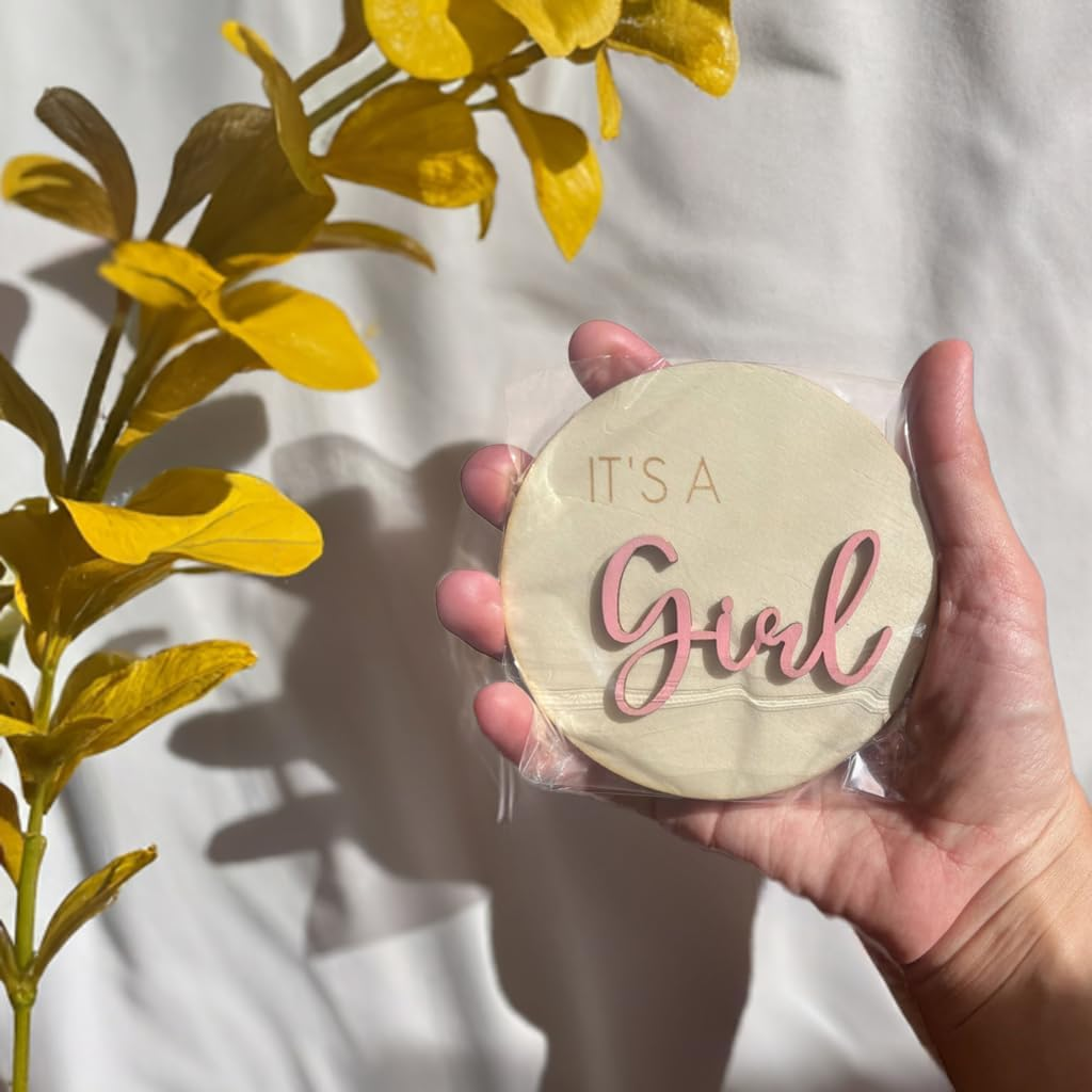 Gender Reveal Wooden Plaques (Set of 2) &ndash; It'S a Girl & It'S a Boy Signs | Baby Announcement Keepsake | Baby Shower Photo Prop & Party D&eacute;cor image number 3