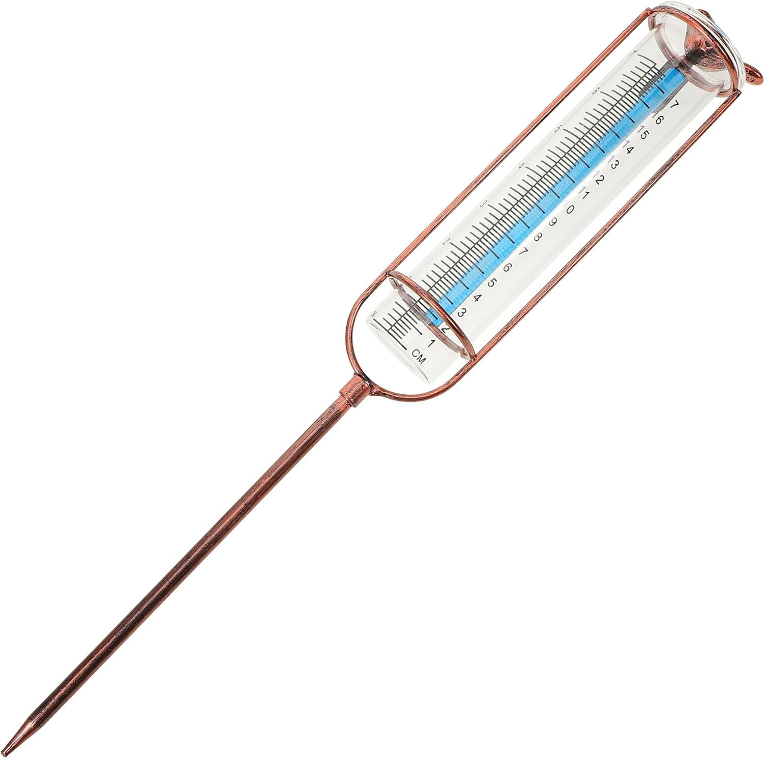 INOOMP Glass Rain Gauge Test Tube with Graduated Scale for Outdoor Garden Lawn Farm Iron Frame Elegant Brass Color Accurate Rainfall Measurement Tool image number 4